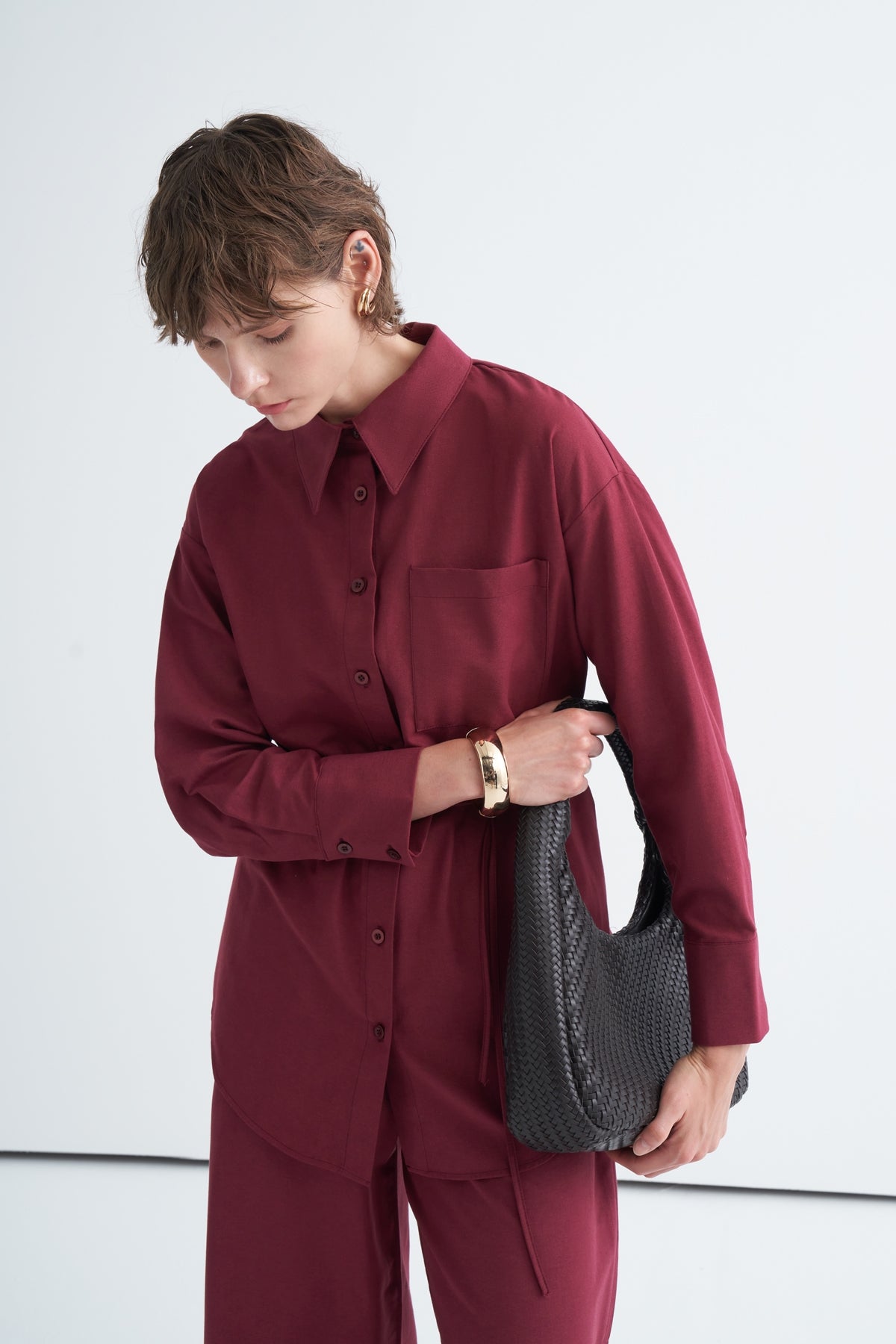 Basic Gömlek Pantolon Takım Bordo