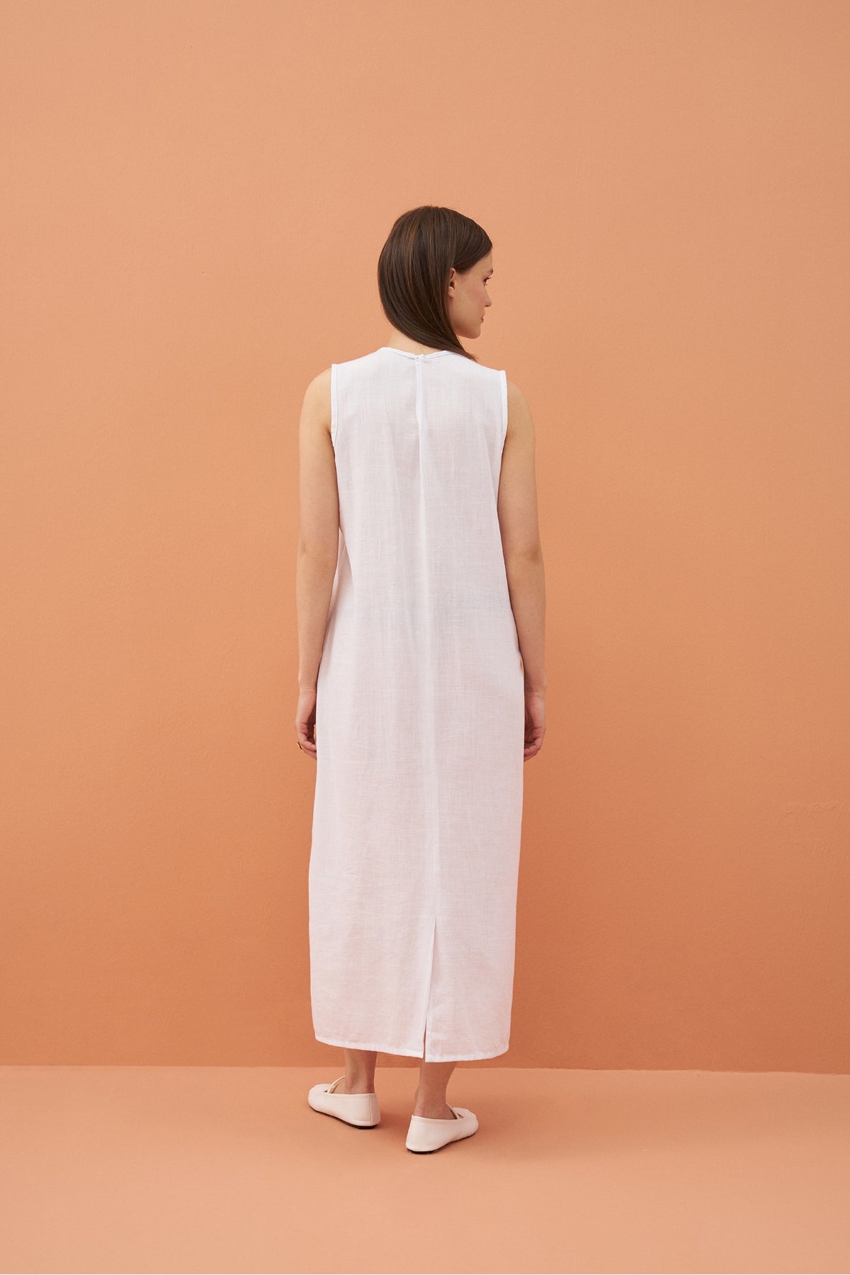 Kadın Organik Pamuklu İç Astar Elbise Beyaz