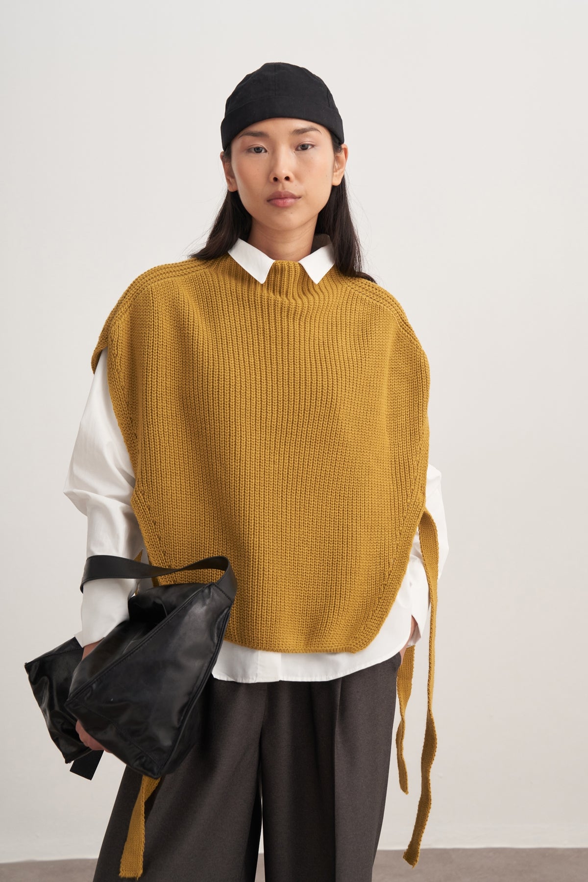 Kadın Bağlama Detaylı Triko Süveter Yağ Yeşili