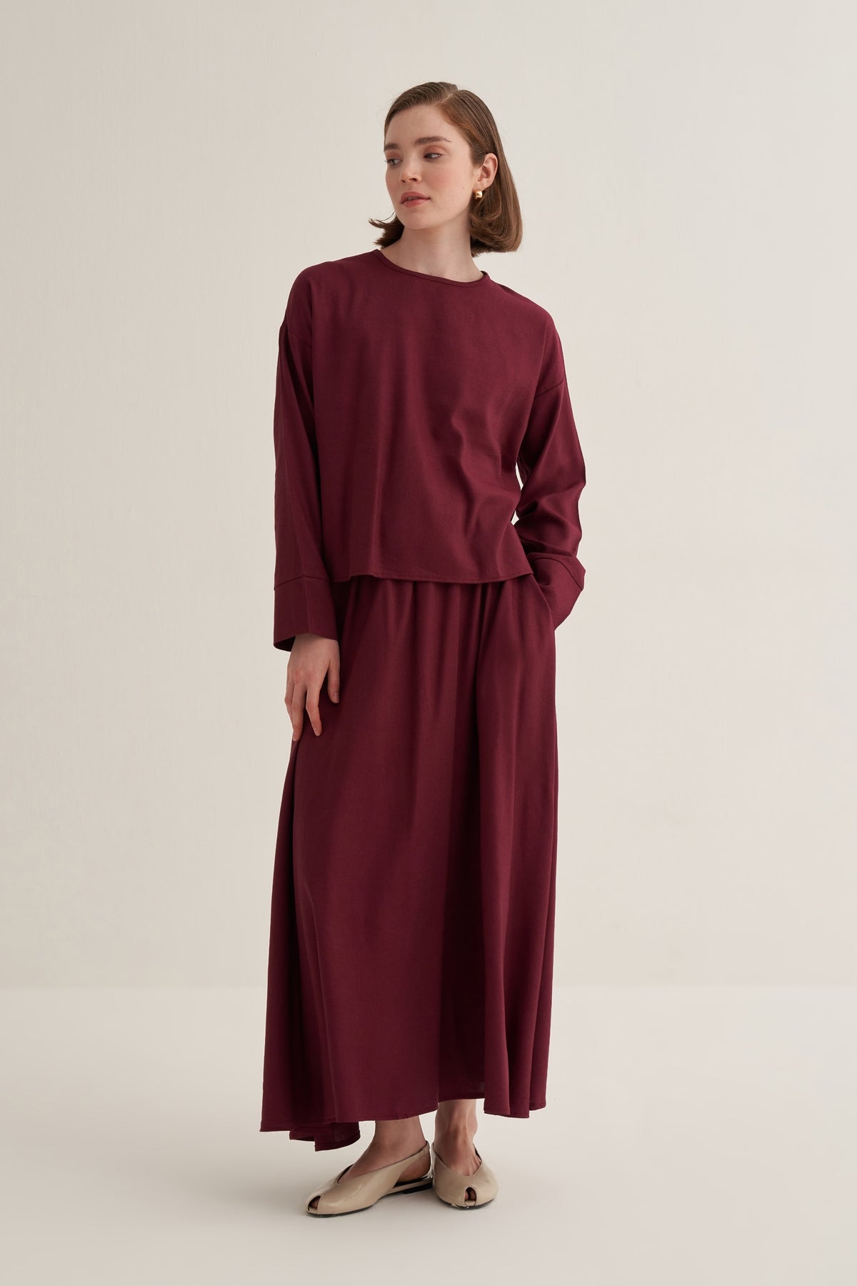 Kadın Etek Bluz Takım Bordo