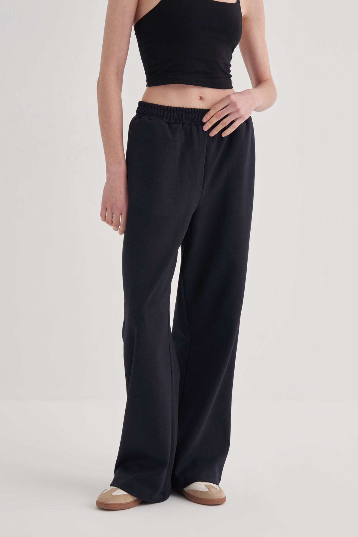 Kadın İnterlok Palazzo Pantolon Lacivert