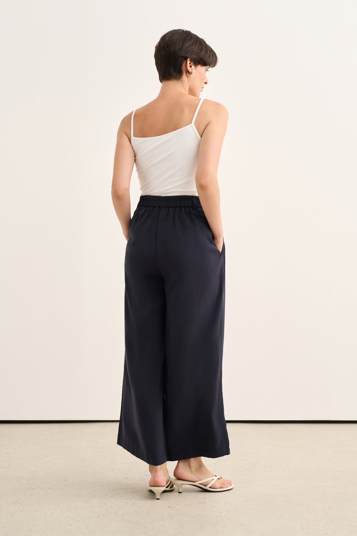 Kadın Modal Pileli Culotte Pantolon Lacivert