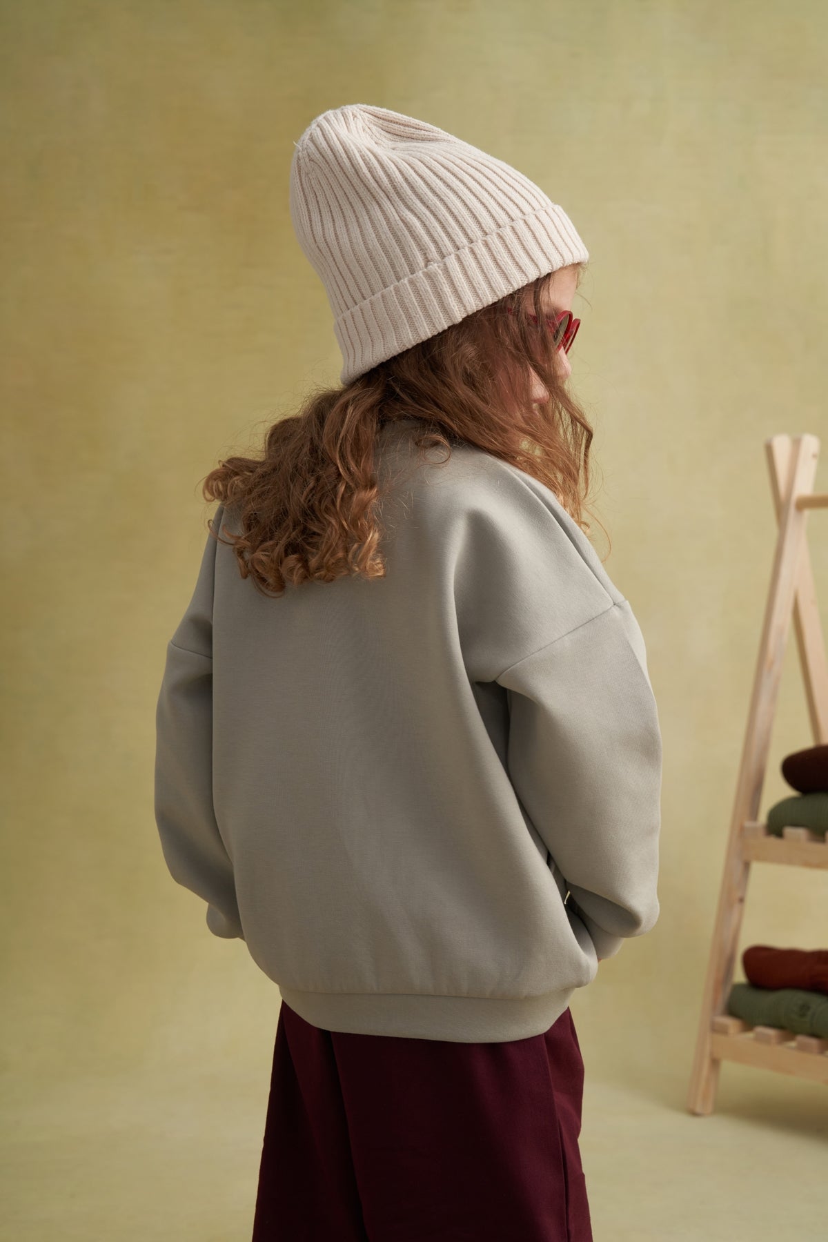 Unisex Çocuk İnterlok Cepli Sweatshirt Gri