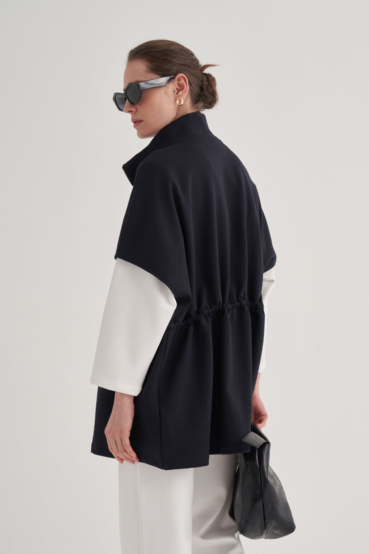 Kadın İnterlok Oversize Yelek Lacivert