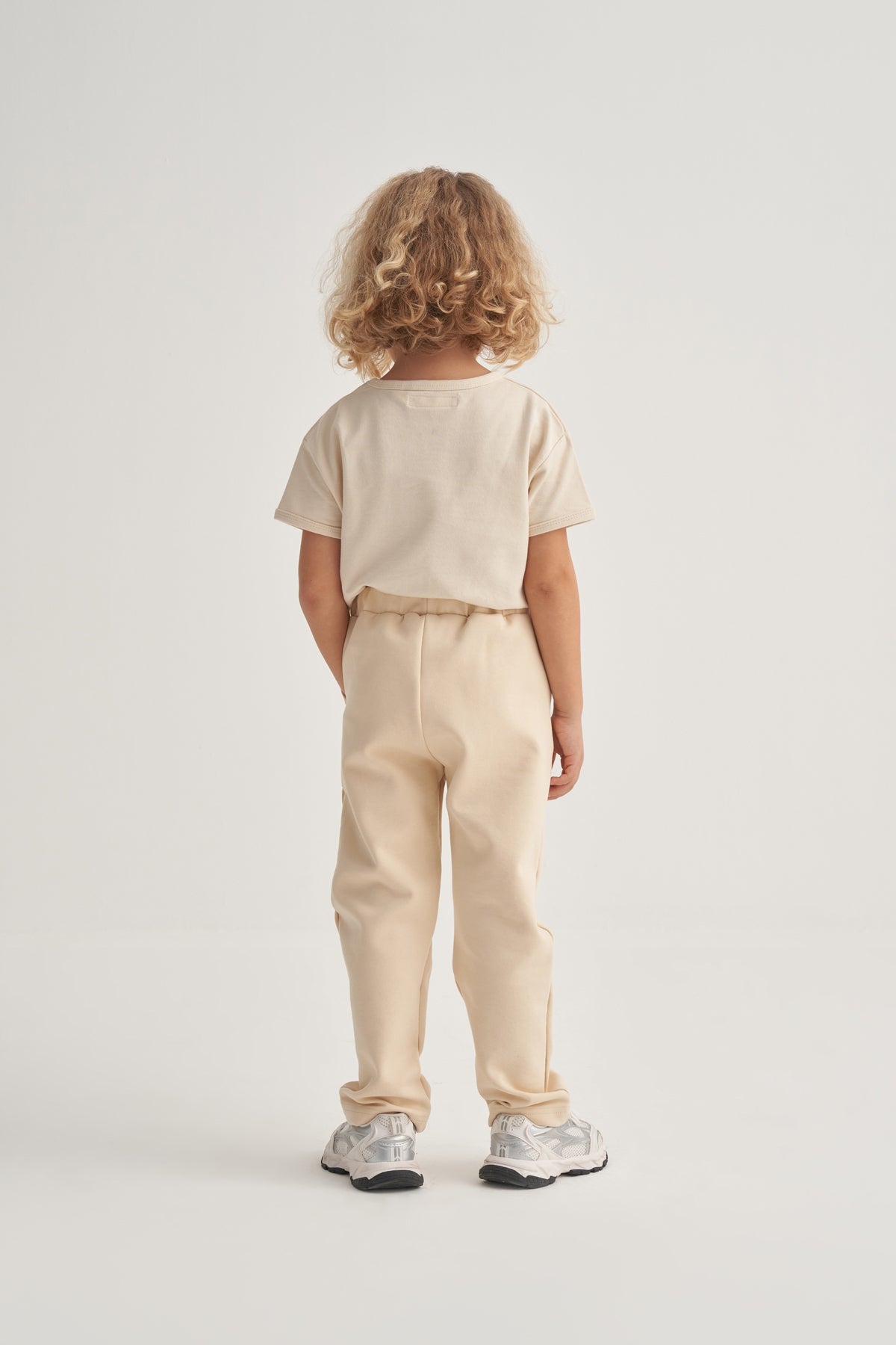 Unisex Çocuk İnterlok Düz Kesim Pantolon Bej