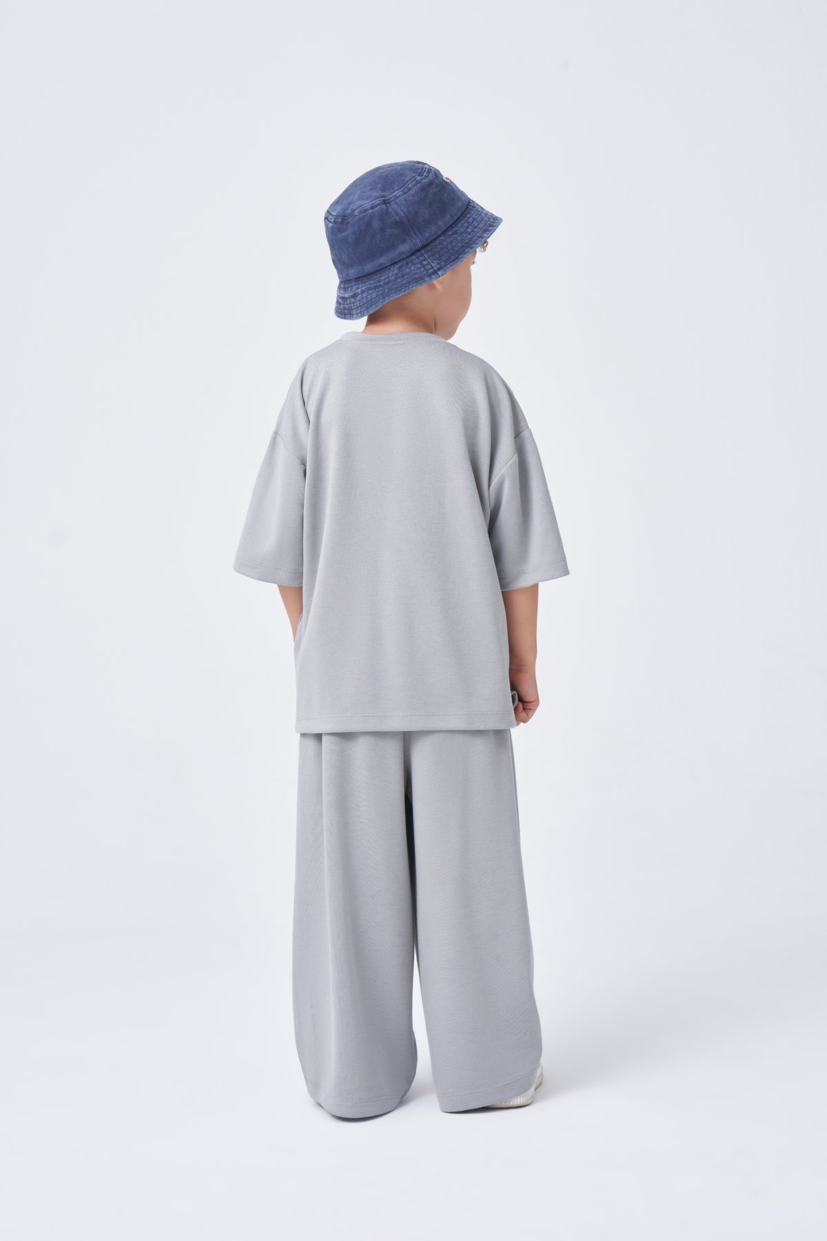 Unisex Çocuk Oversize Basic Takım Pastel Gri