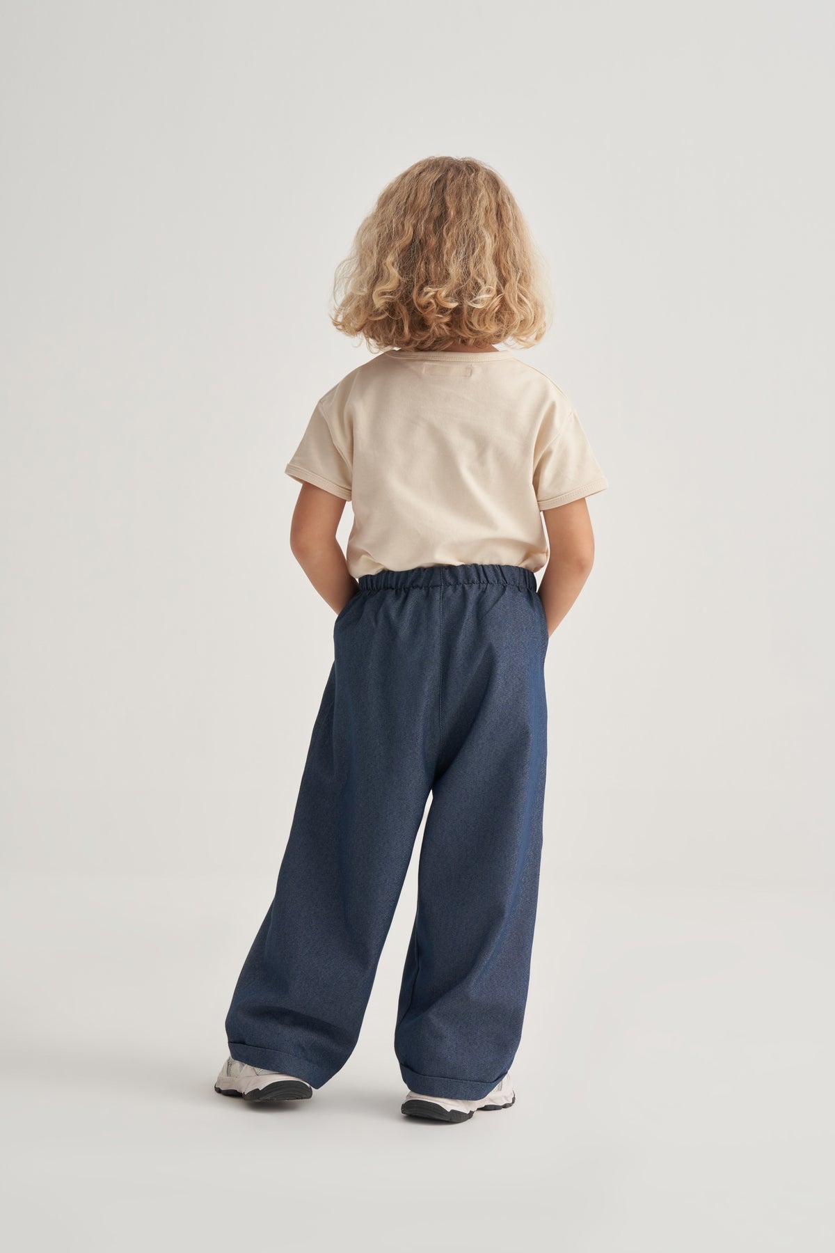 Unisex Çocuk Gabardin Pilili Pantolon Kot Mavisi