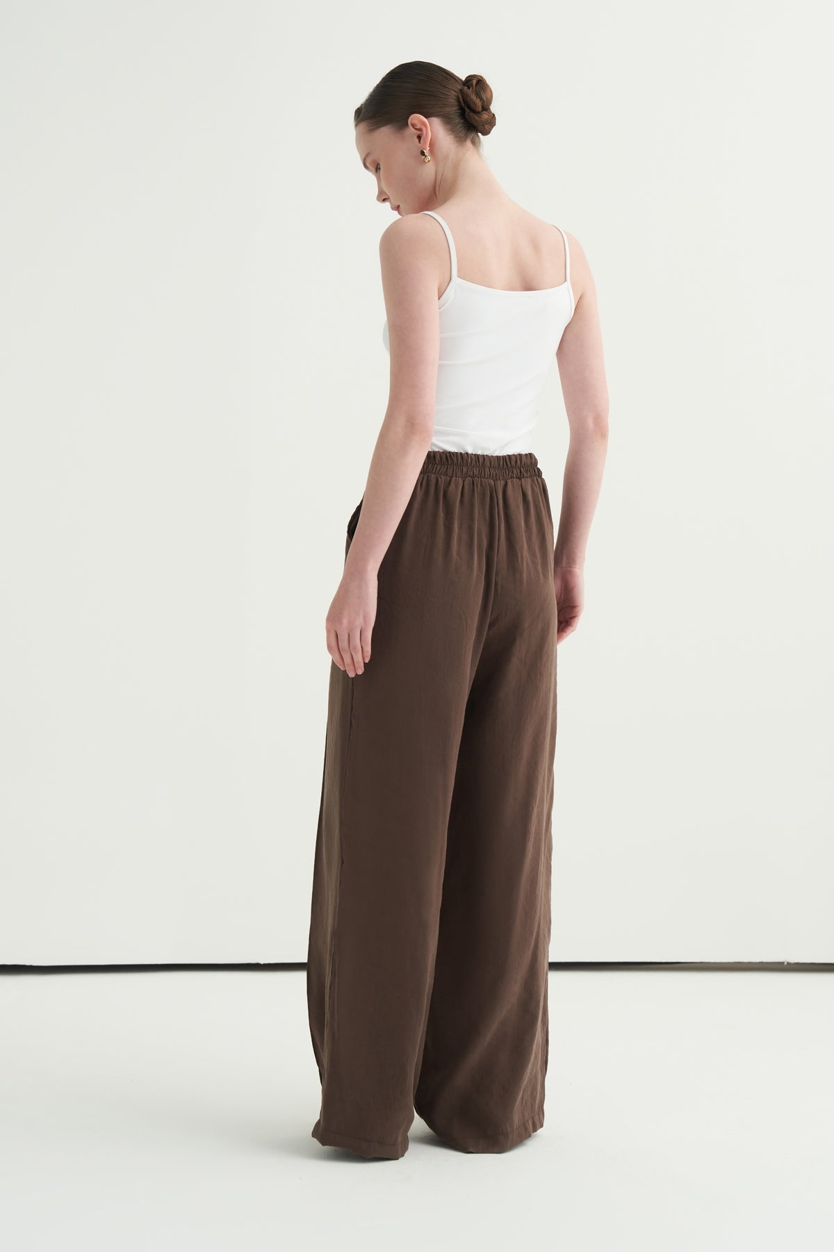 Kadın Modal Oversize Gömlek Pantolon Takım Kahve