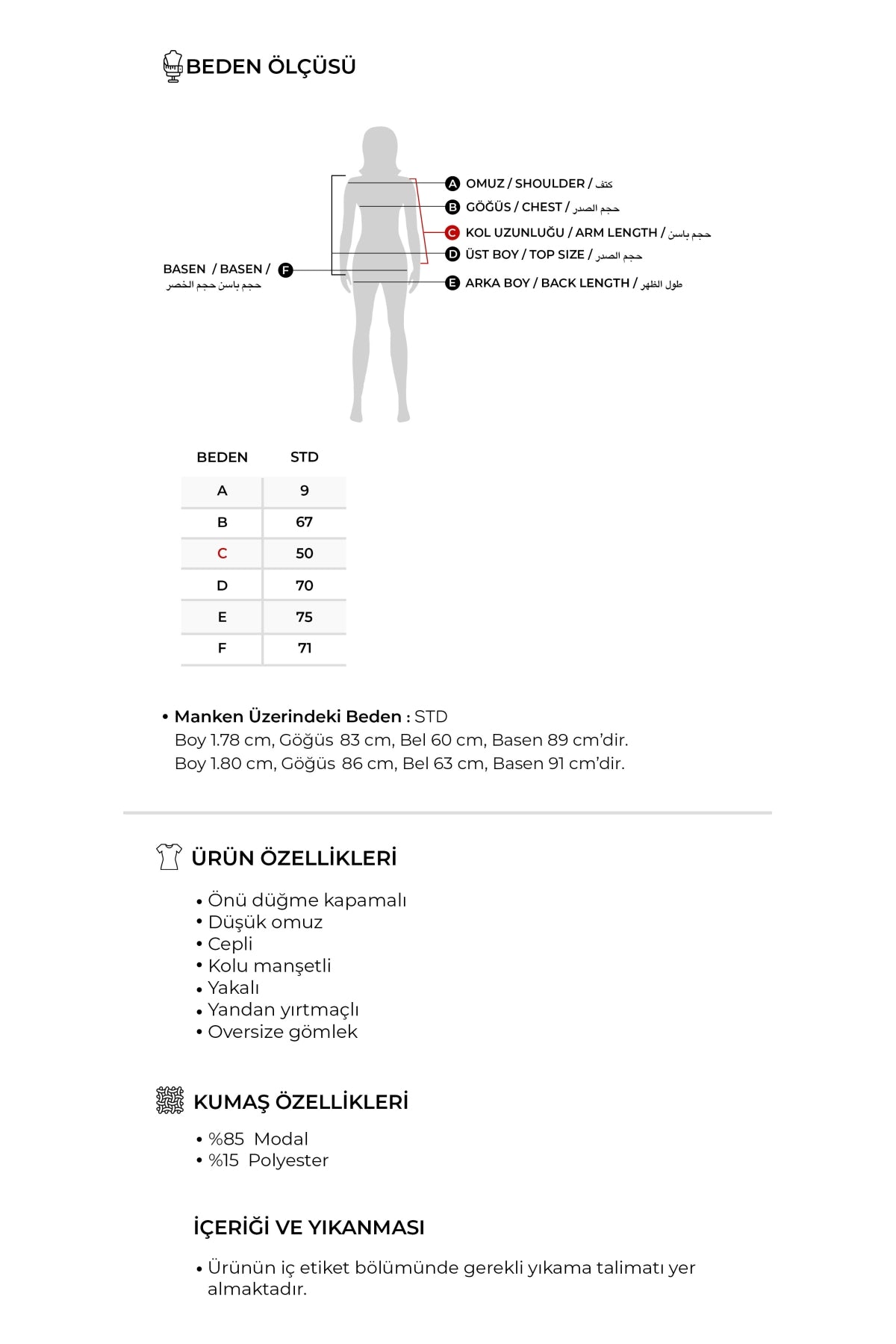Kadın Cepli Oversize Gömlek Siyah