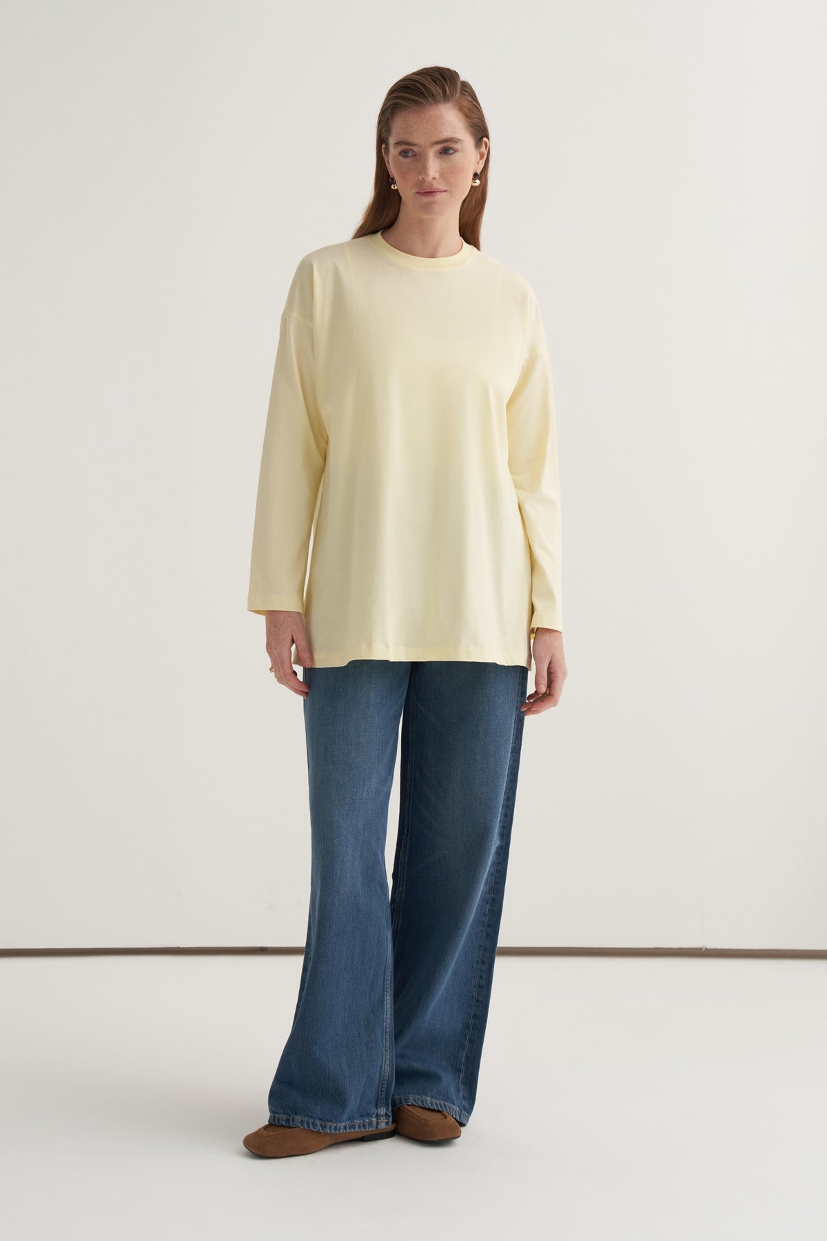 Kadın Basic Uzun Kollu Sweat Tereyağı