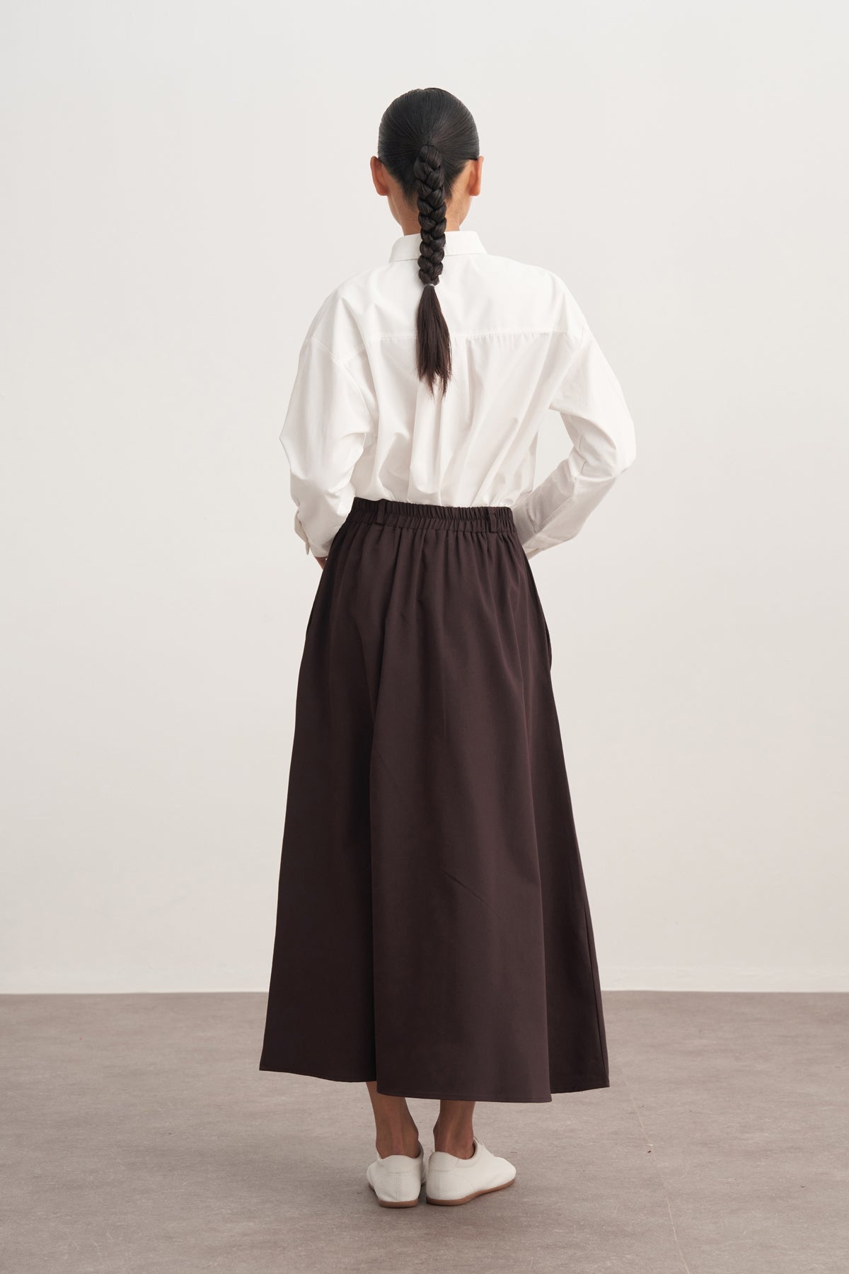 Kadın Gabardin Pilikaşe Etek Kahve