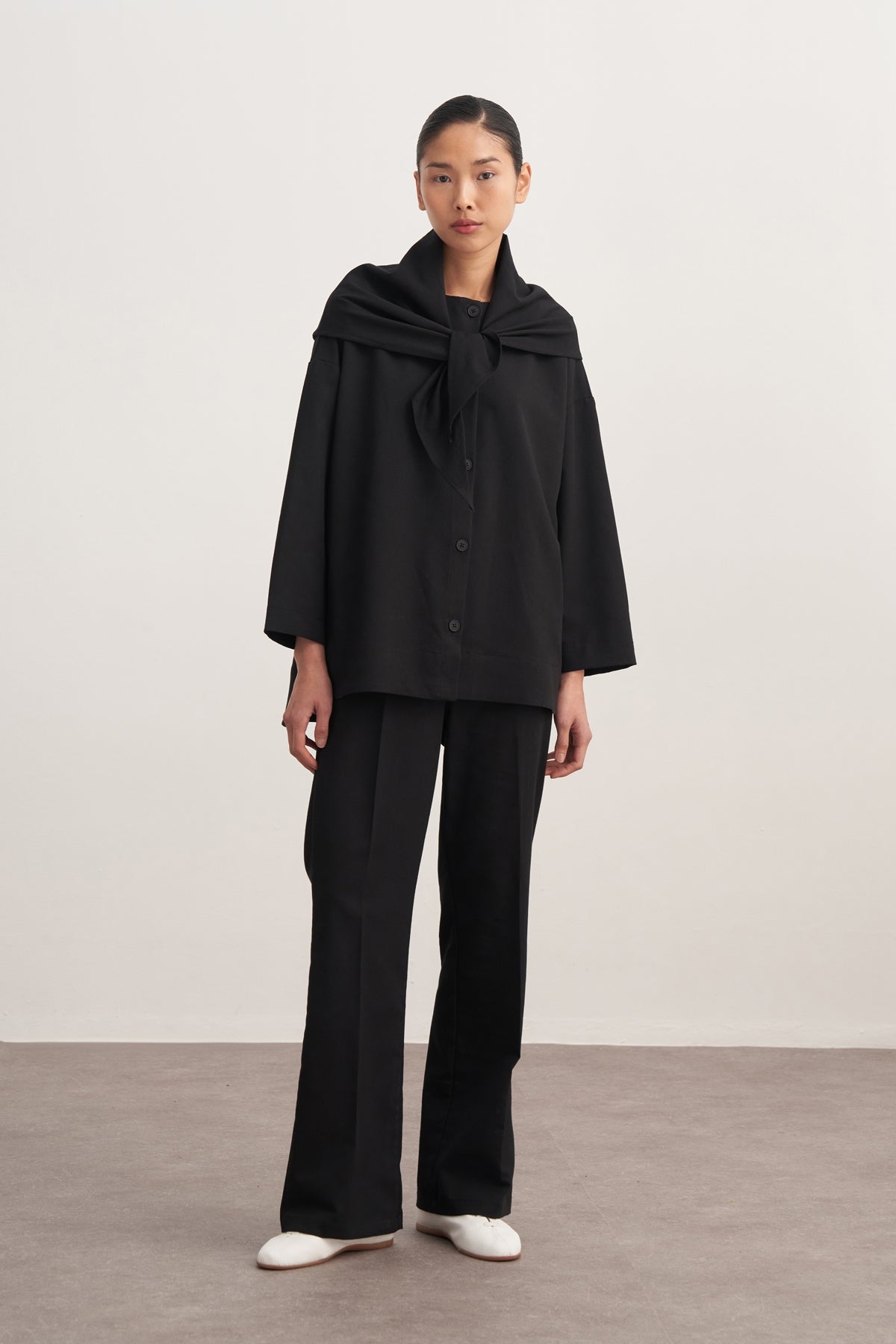 Kadın Gabardin Palazzo Pantolon Siyah