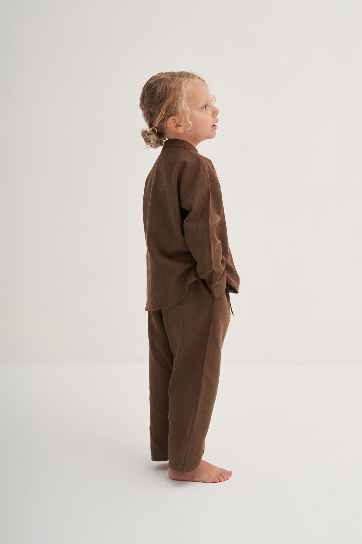 Unisex Çocuk Organik Pamuk Pantolon Kahve