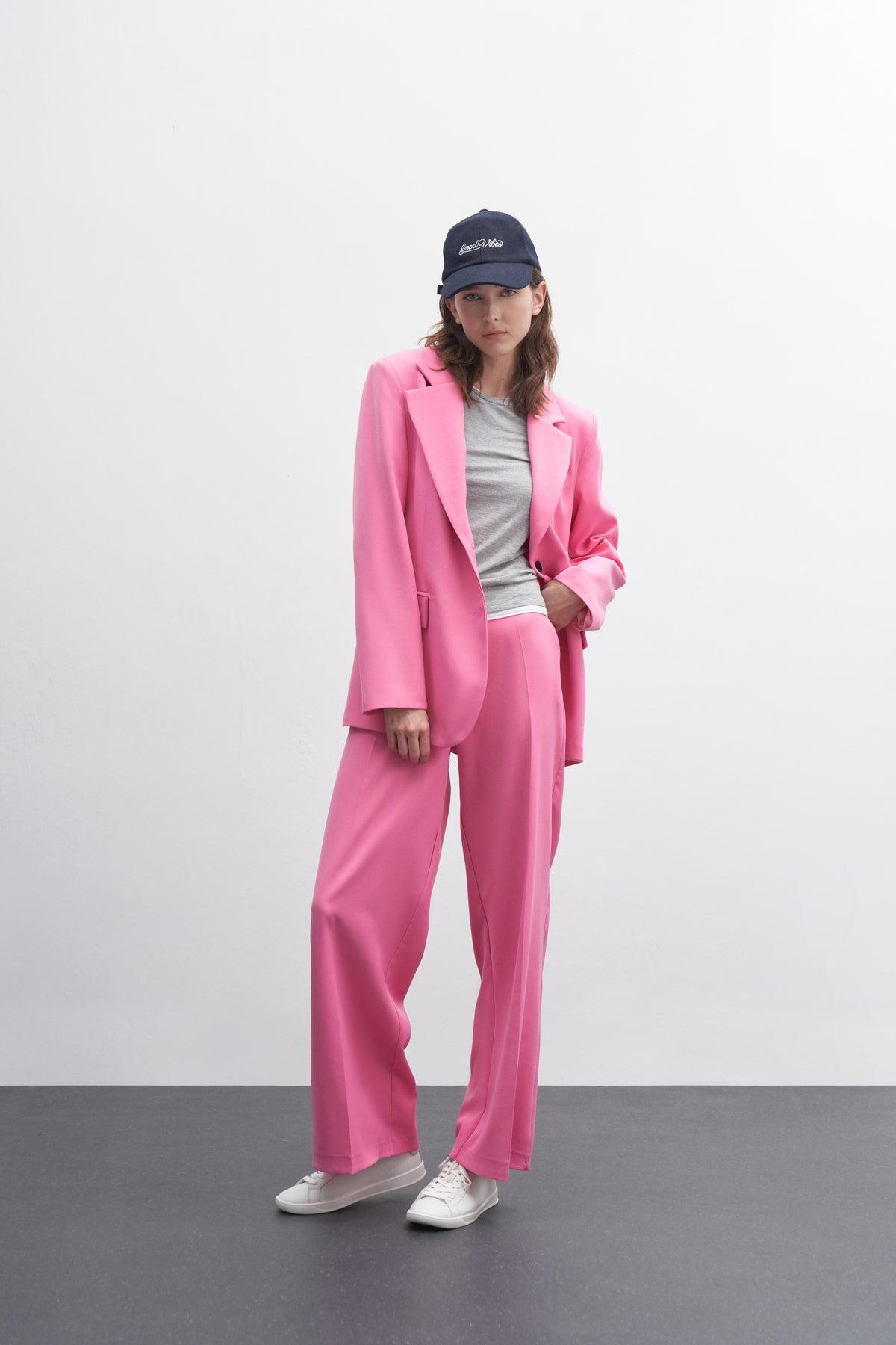 Kadın Yarı Oversize Blazer Ceket Pembe