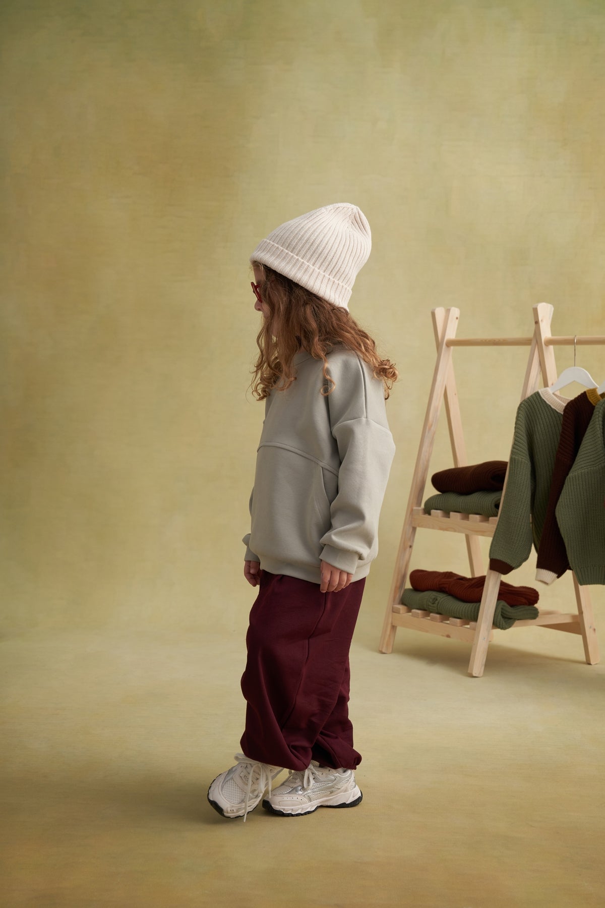 Unisex Çocuk İnterlok Cepli Sweatshirt Gri