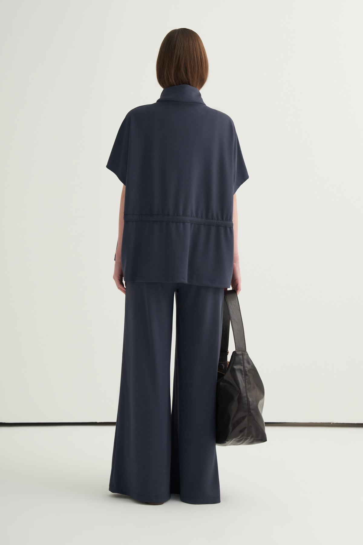 Kadın Oversize Yelek Bol Paça Pantolon Takım Füme