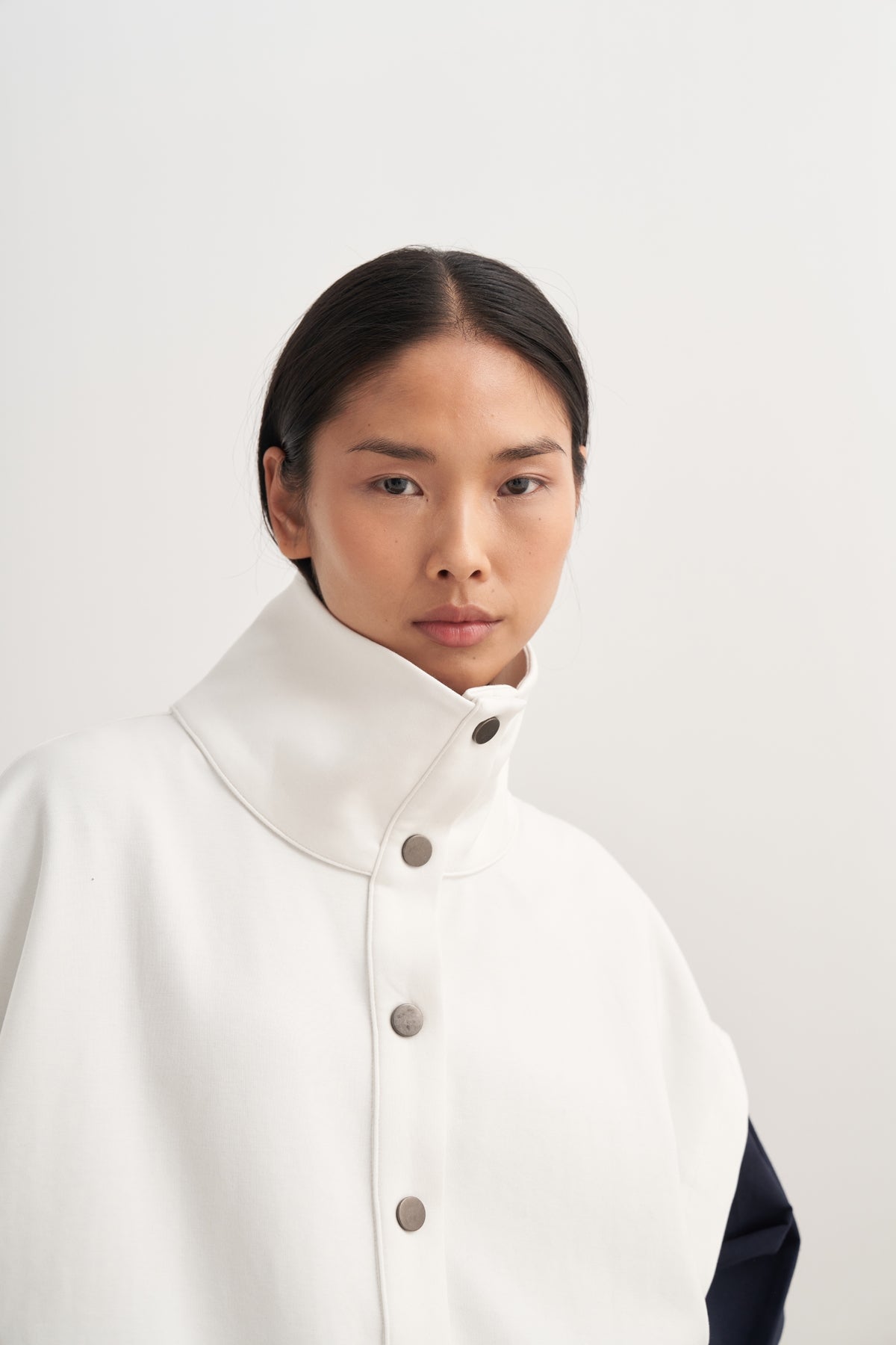 Kadın İnterlok Yüksek Yakalı Yelek Ekru