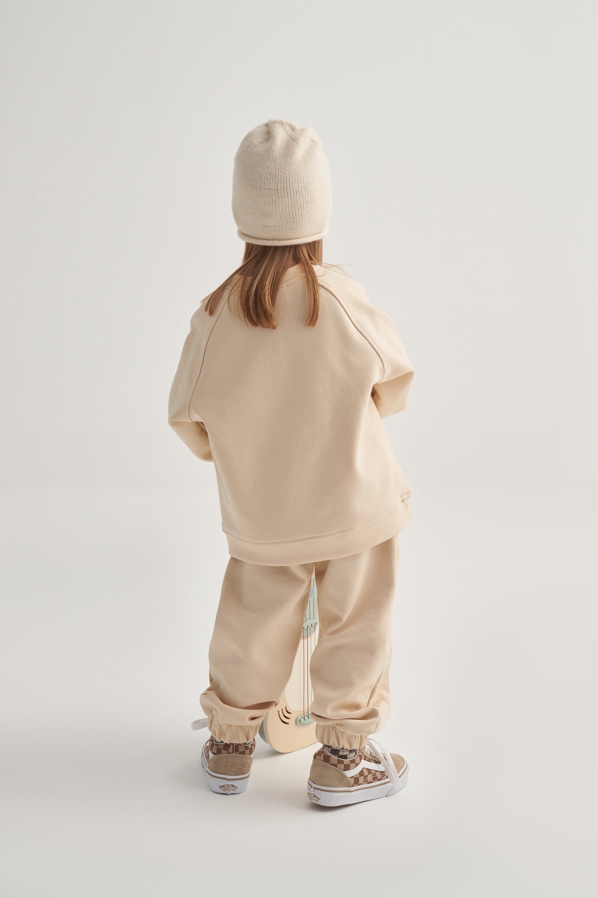 Unisex Çocuk İnterlok Dikiş Detaylı İkili Takım Bej