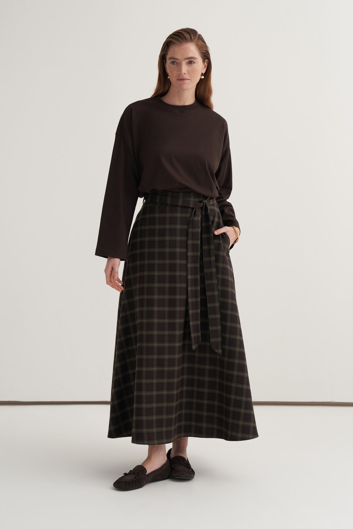 Kadın Basic Uzun Kollu Sweat Kahverengi