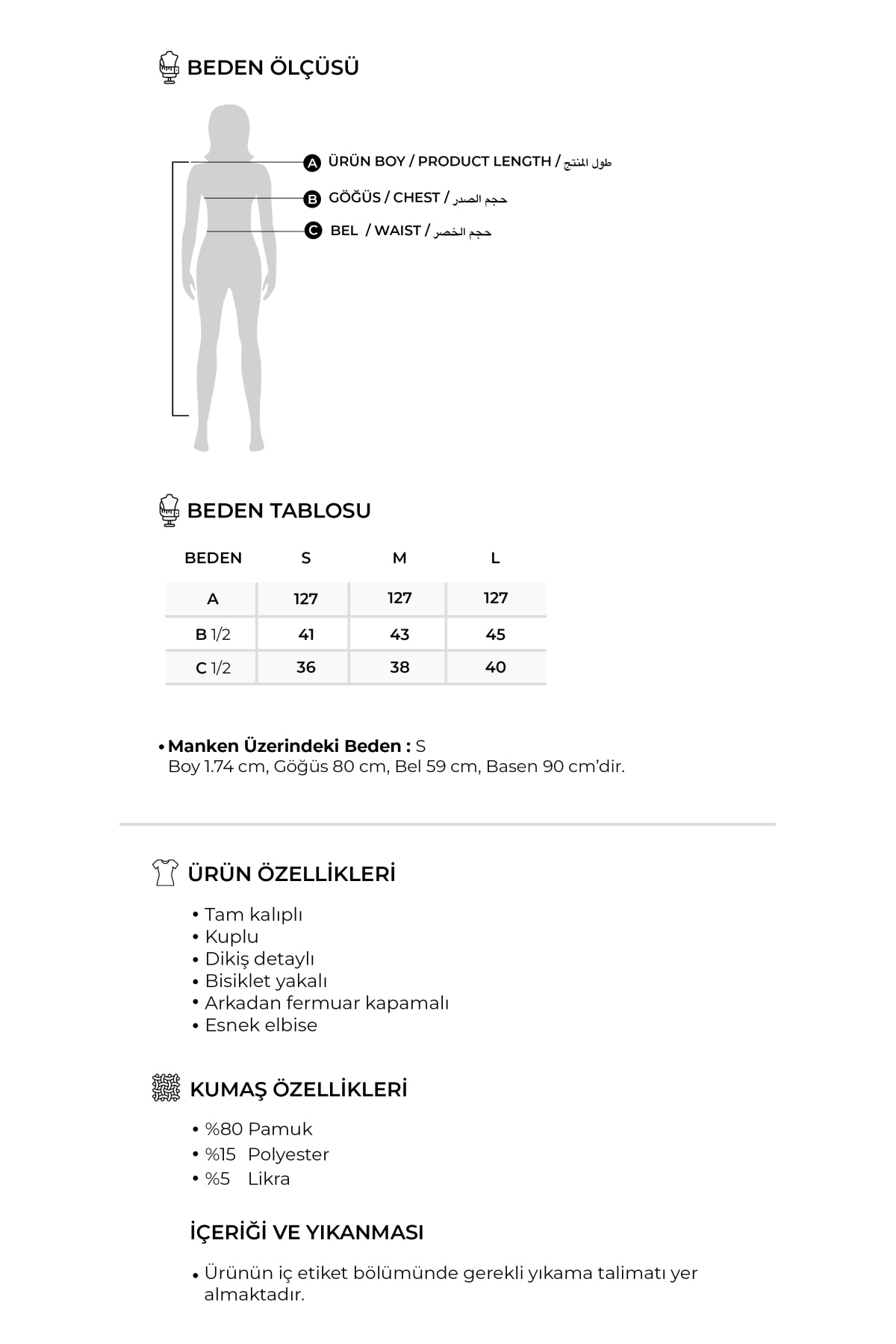 Kadın Çelik Örme Dikiş Detaylı Elbise Siyah