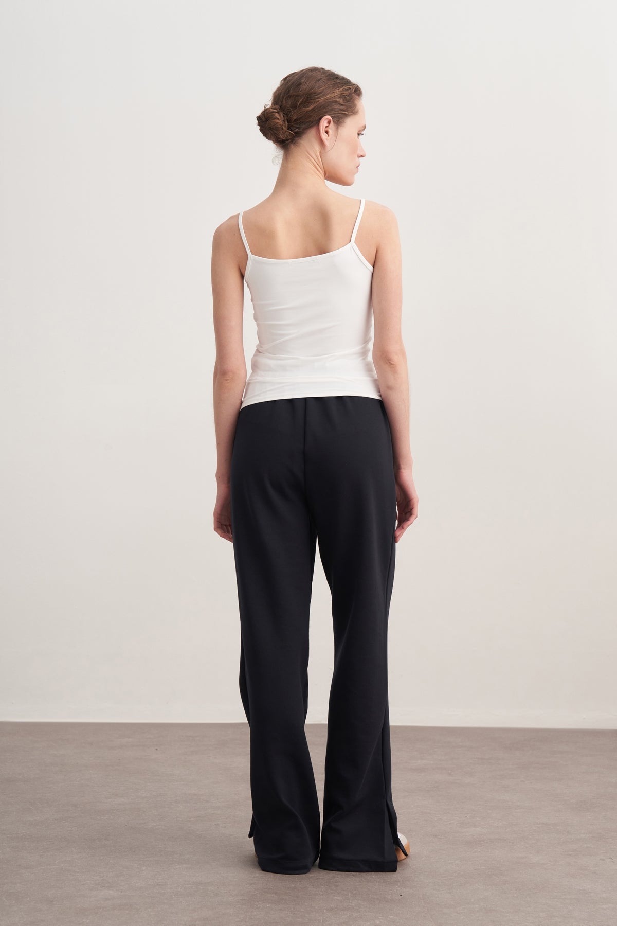 Kadın İnterlok Yandan Yırtmaçlı Palazzo Pantolon Lacivert