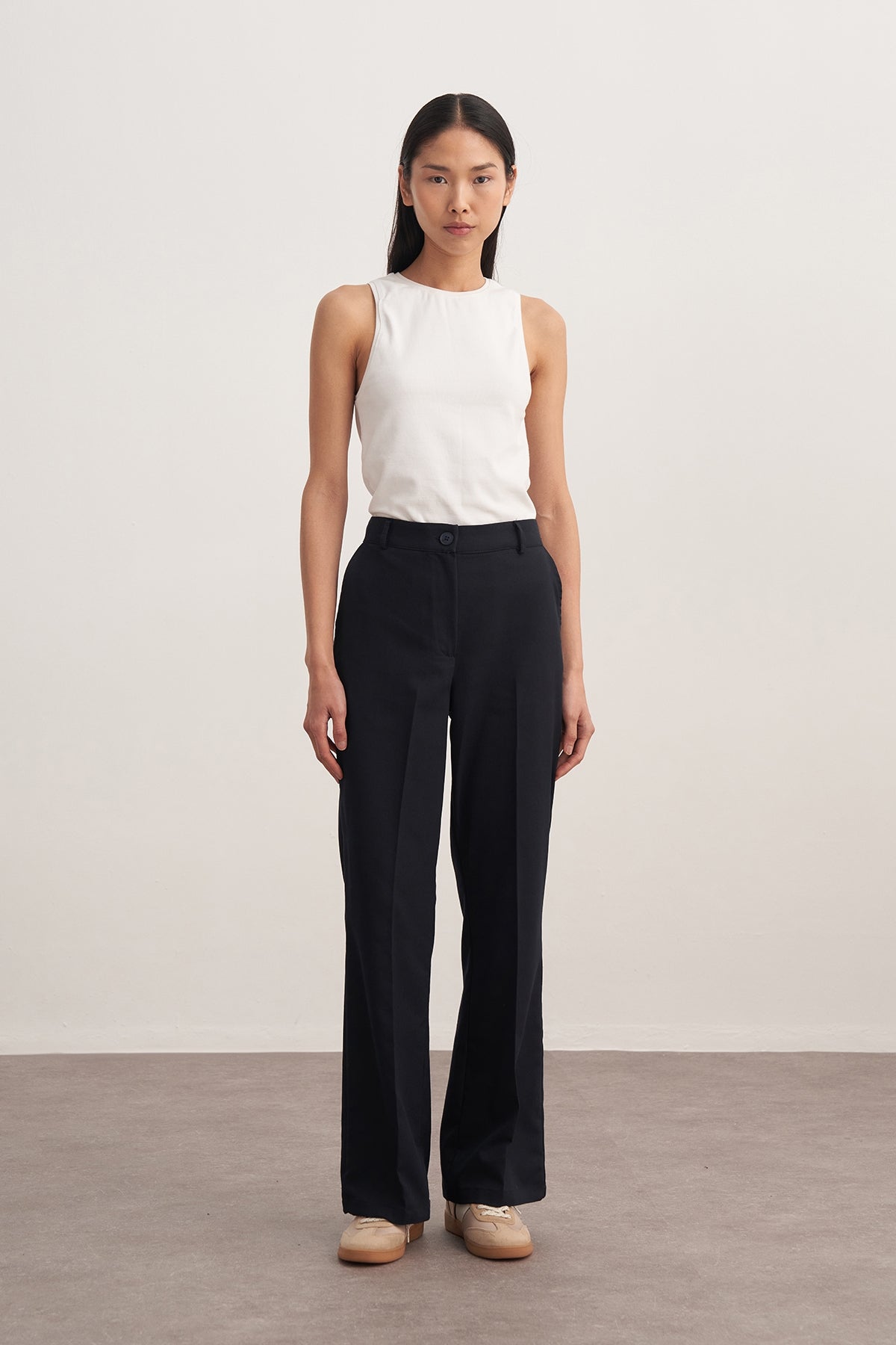 Kadın Gabardin Palazzo Pantolon Lacivert