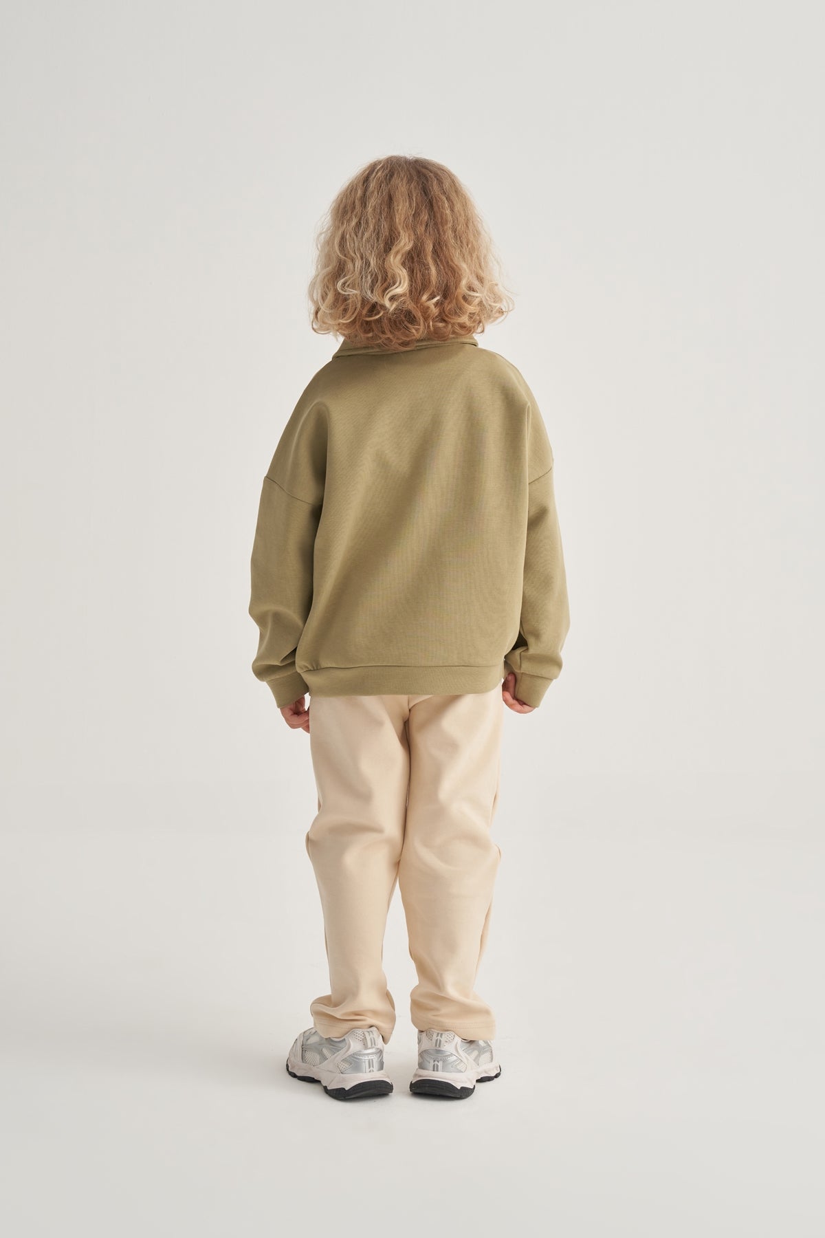 Unisex Çocuk İnterlok Yakalı Sweat Yeşil