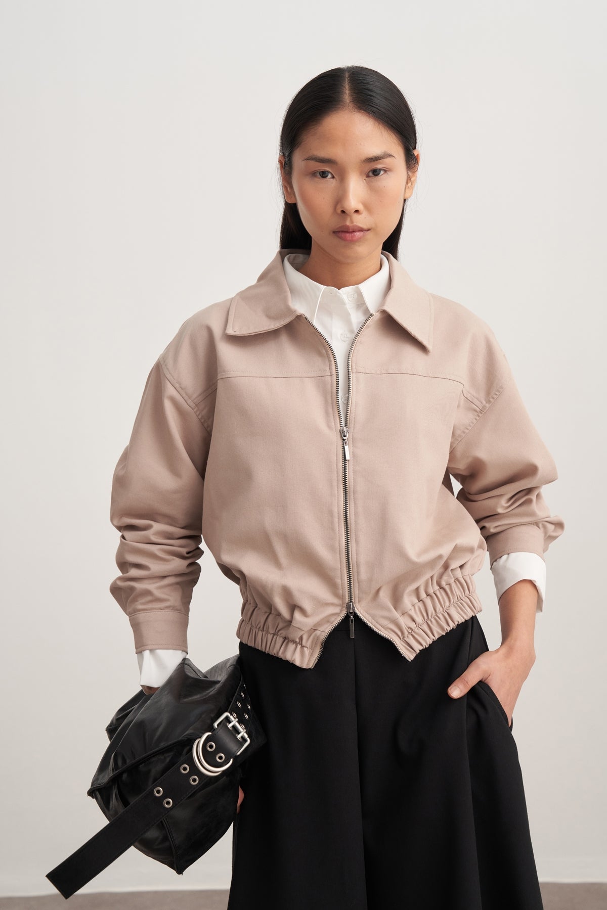 Kadın Gabardin Bomber Ceket Bej