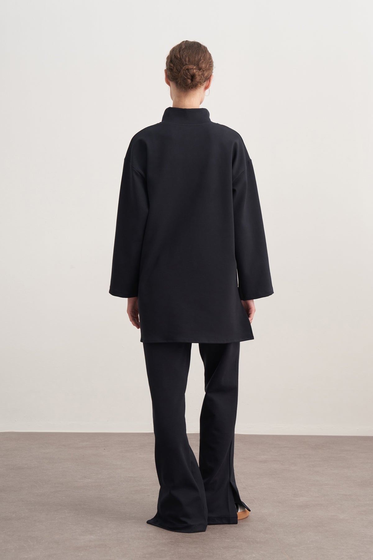 Kadın İnterlok Dik Yaka Sweat Lacivert