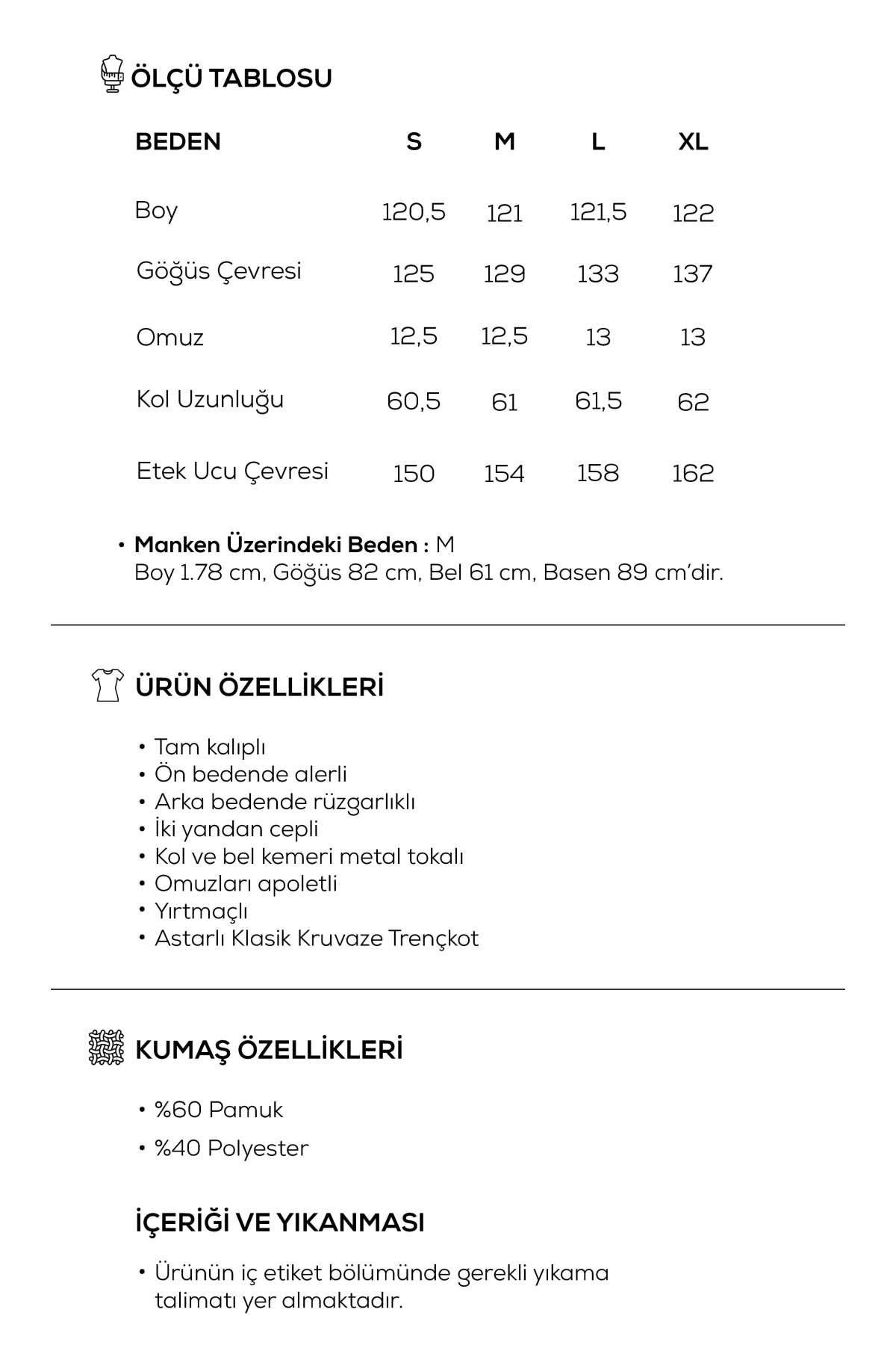 Kadın Oversize Rüzgarlıklı Klasik Trençkot Siyah