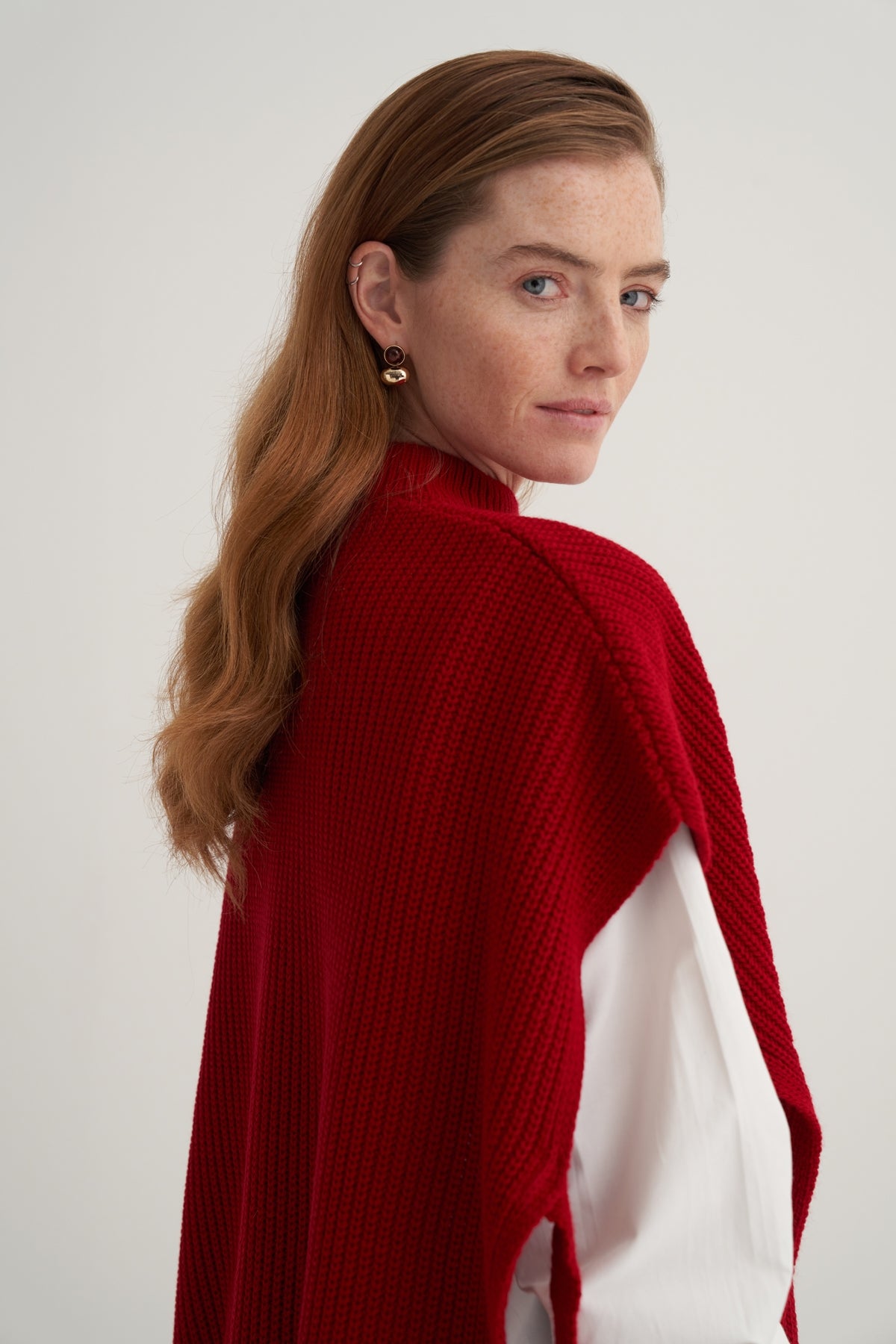 Kadın Uzun Bağlamalı Süveter Kırmızı