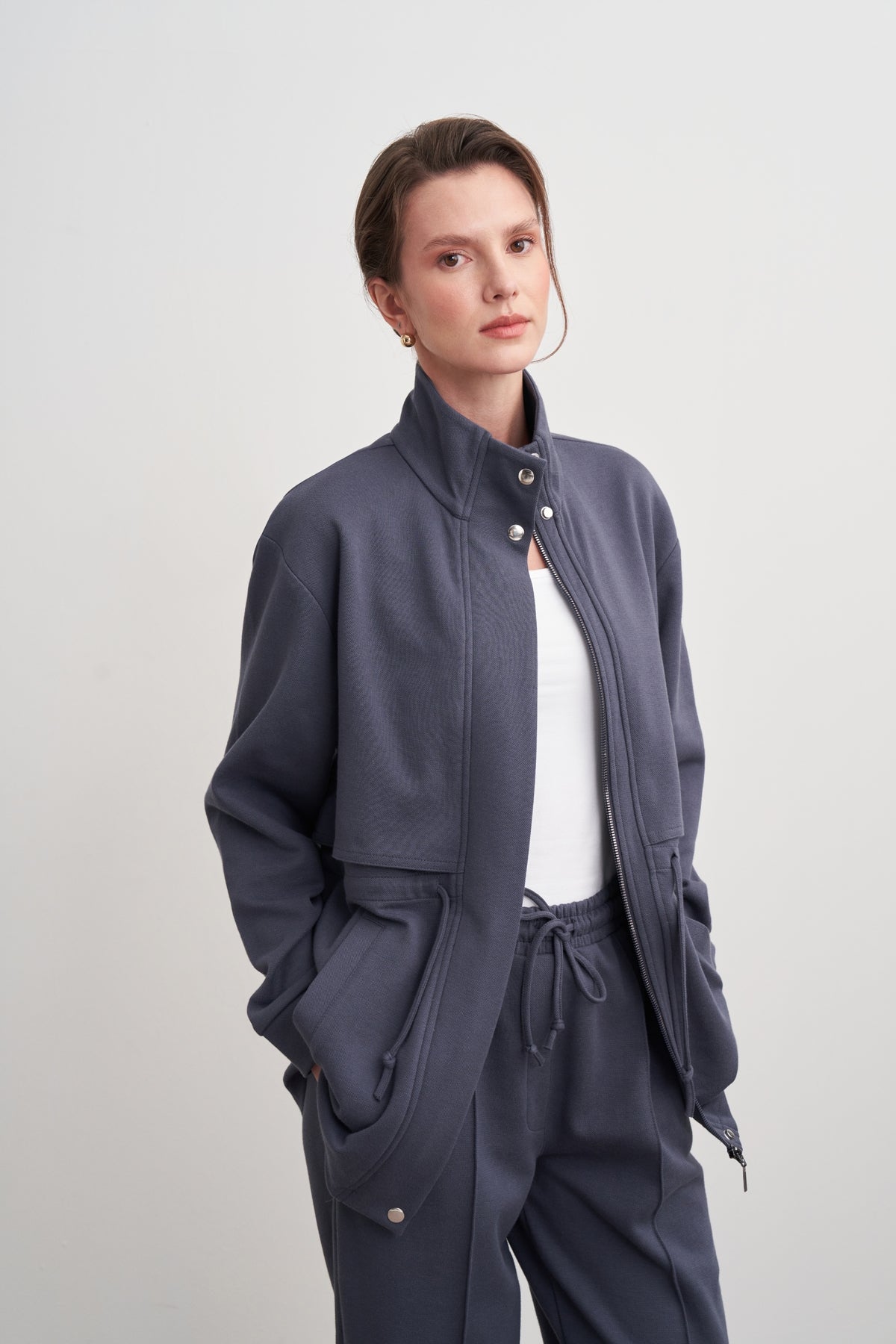 Kadın Rüzgarlıklı Sweat Pantolon Takım Füme