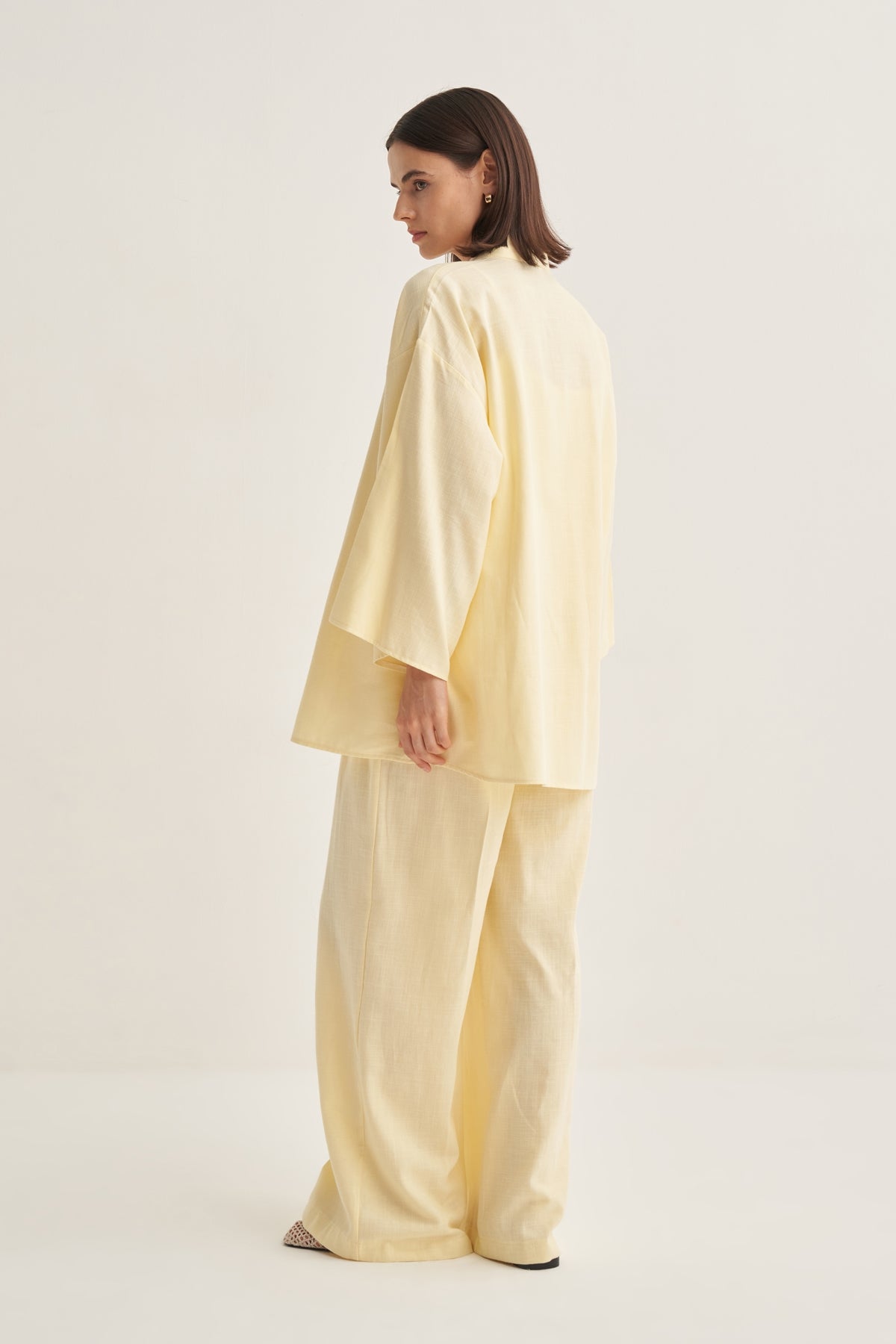Kadın Organik Pamuklu Oversize Kimono Tereyağı