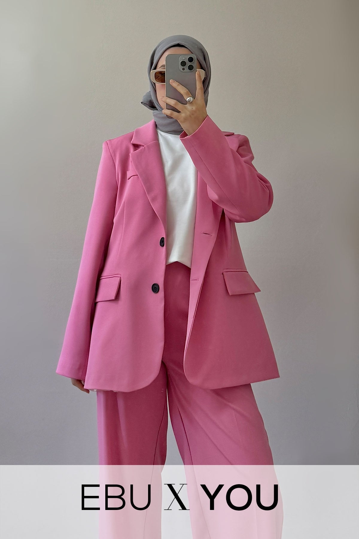 Kadın Yarı Oversize Blazer Ceket Pembe