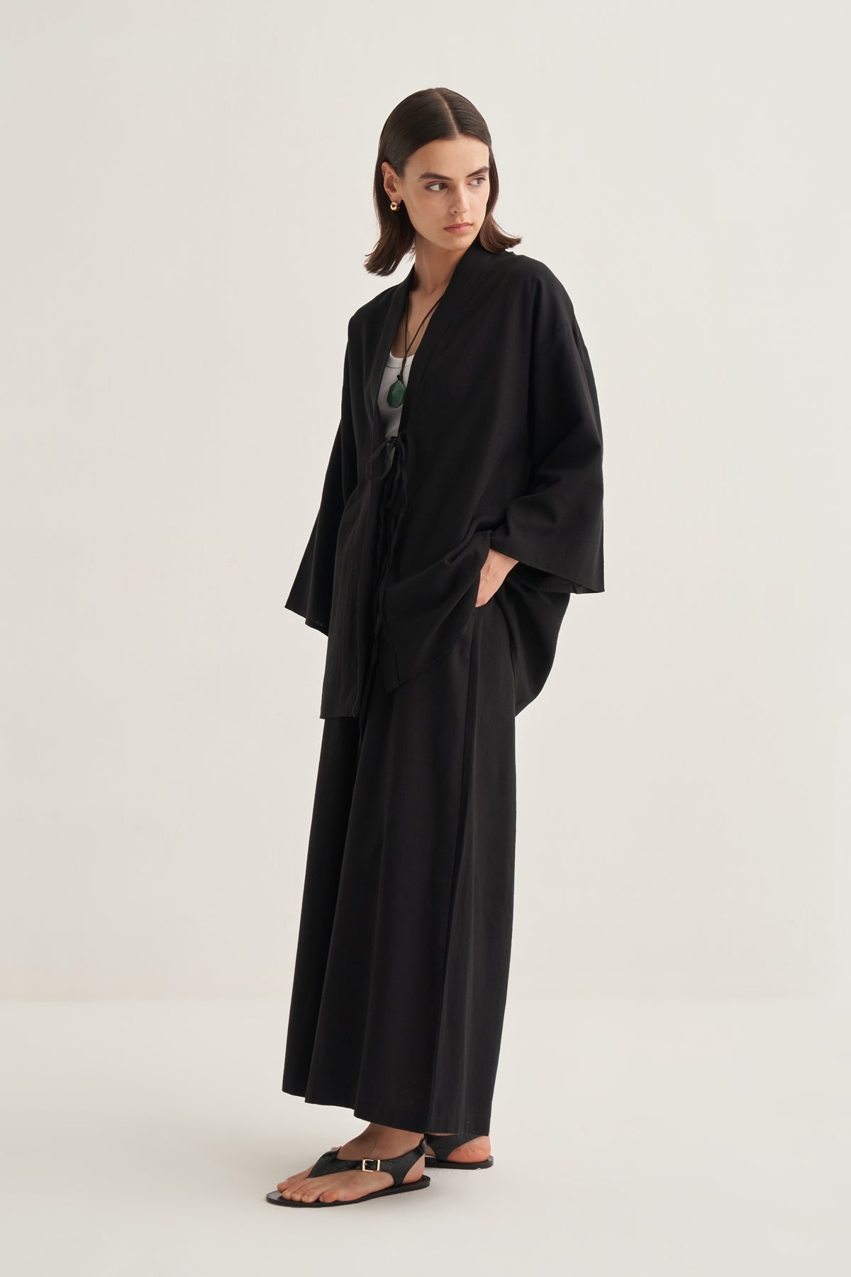 Kadın Organik Pamuklu Oversize Kimono Siyah
