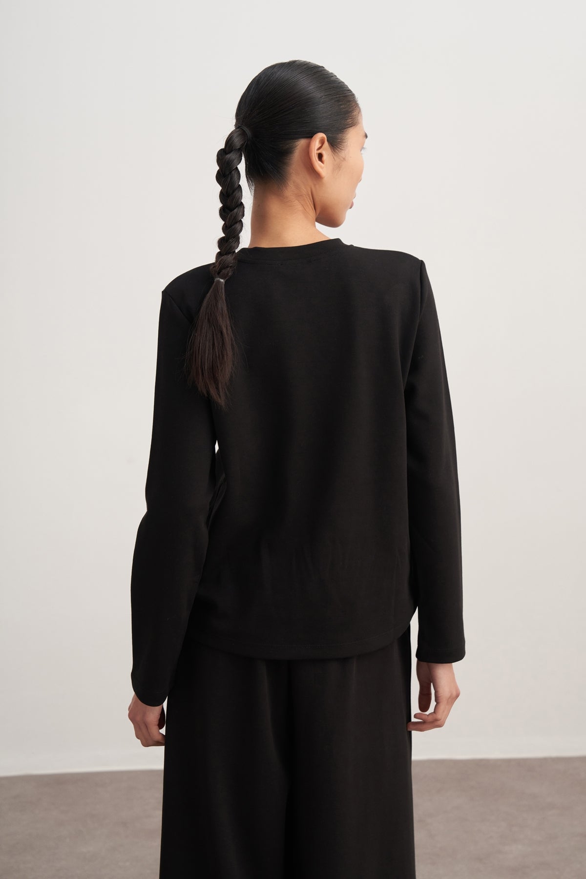 Kadın İnterlok Uzun Kollu Body Siyah