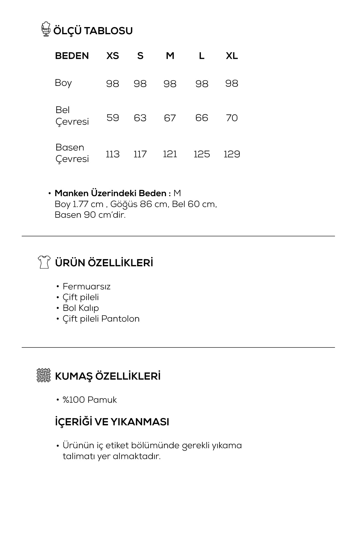 Kadın Organik Pamuklu Çift Pile Havuç Pantolon Siyah