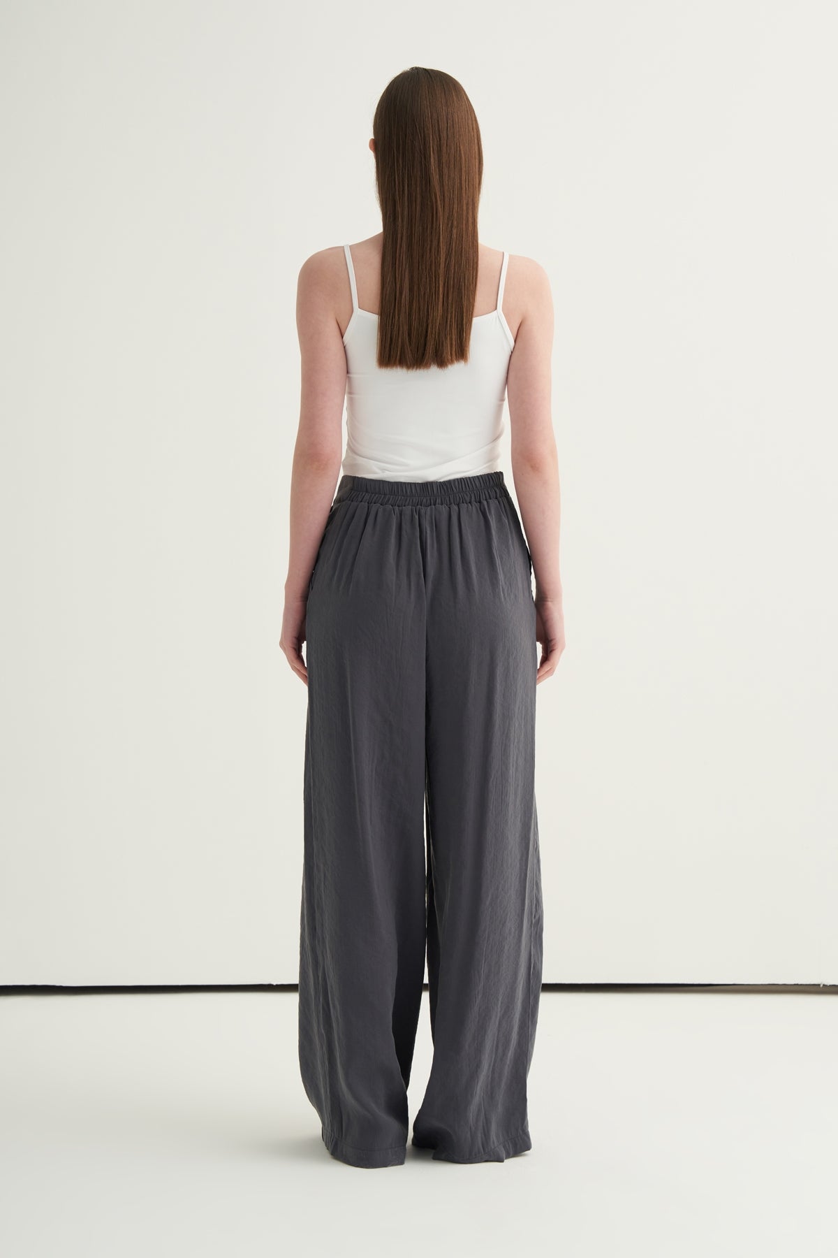 Kadın Modal Oversize Gömlek Pantolon Takım Füme