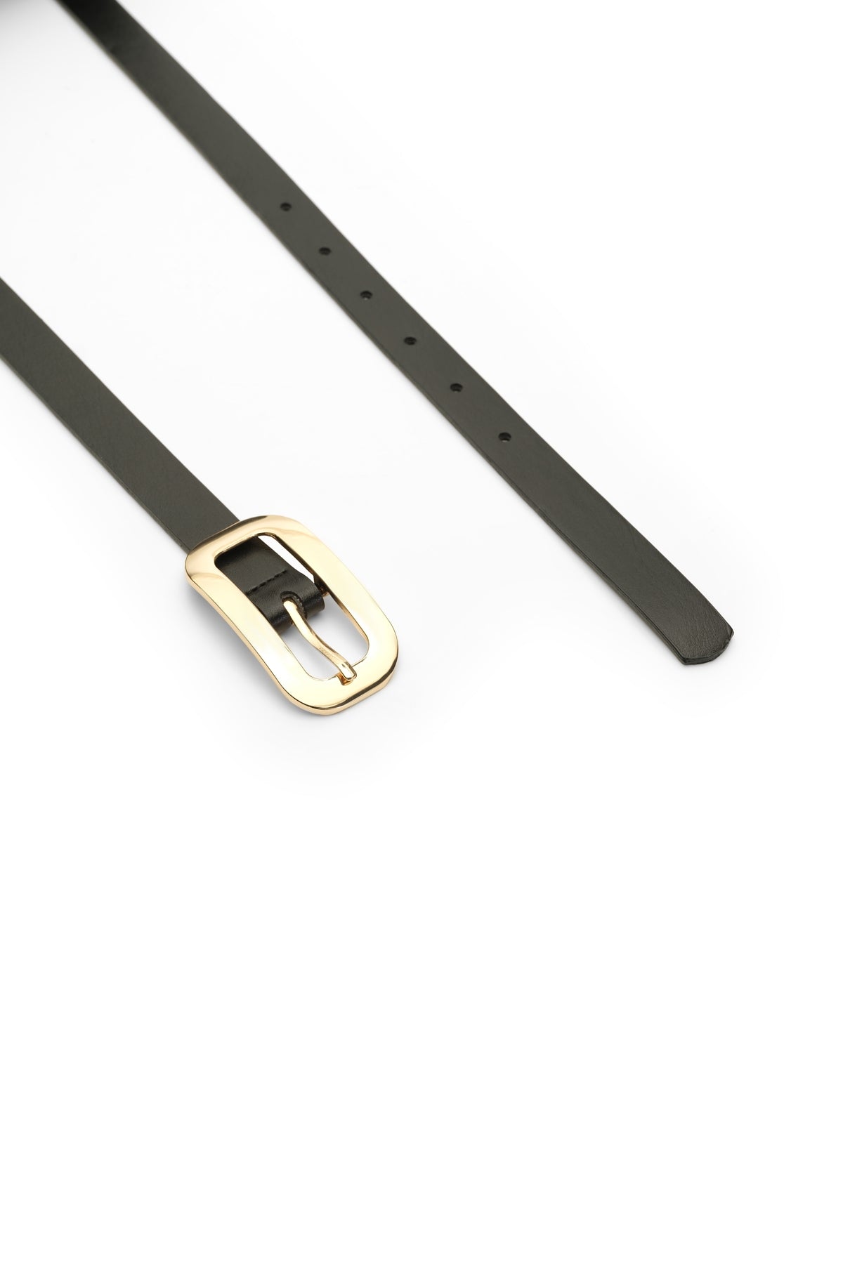 Kadın Gold Oval Tokalı Kemer Siyah