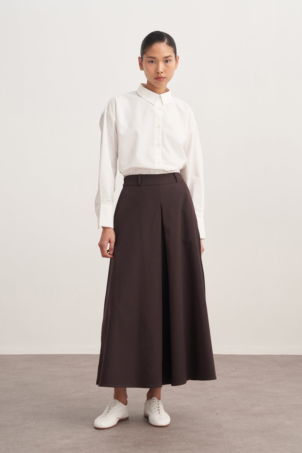 Kadın Gabardin Pilikaşe Etek Kahve