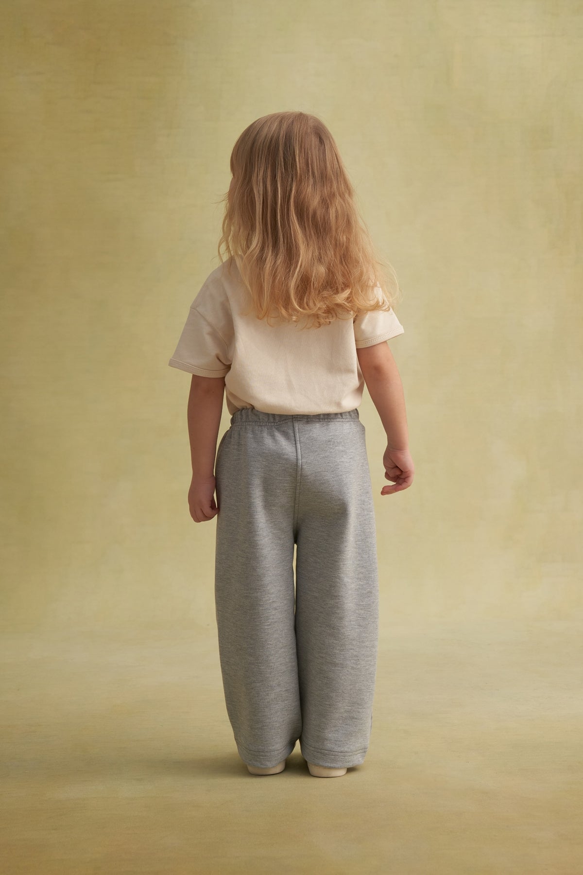 Kız Çocuk İnterlok Bol Paça Pantolon Gri Melanj