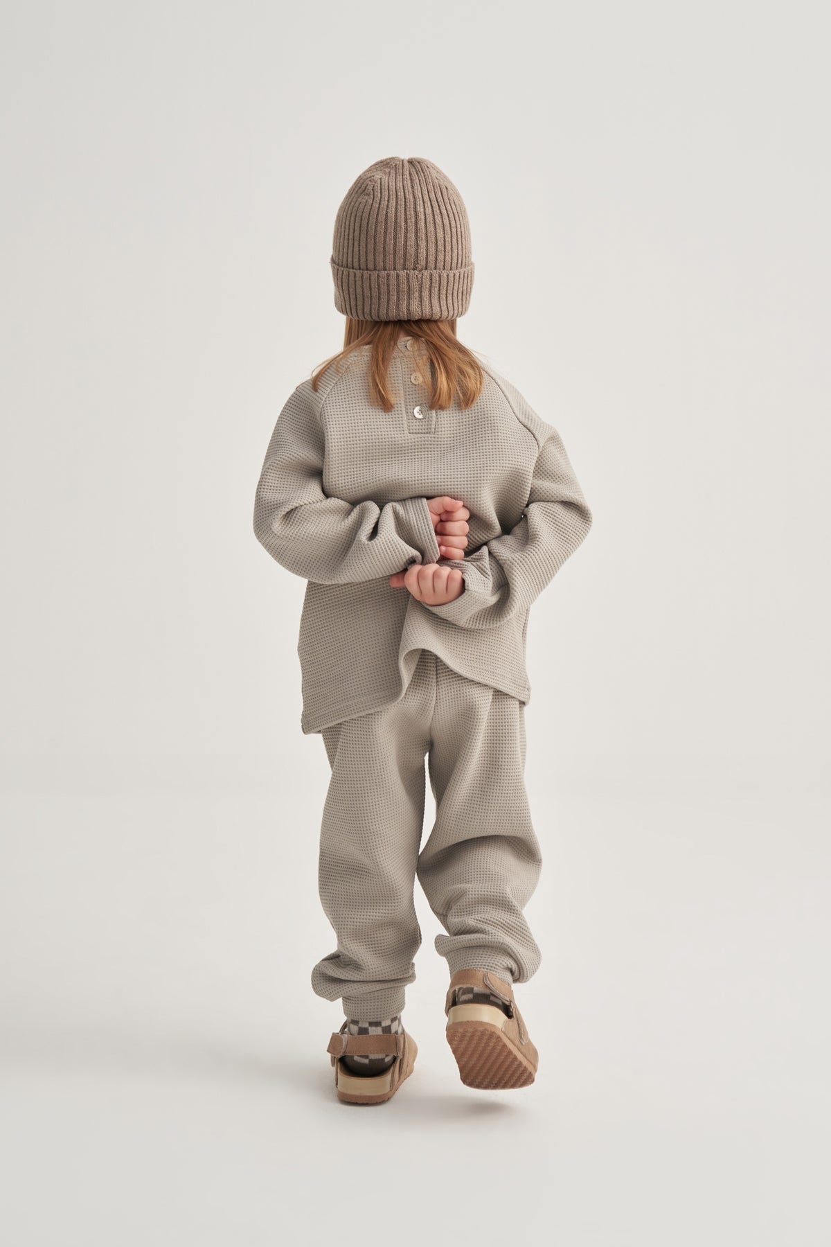 Unisex Çocuk Waffle Takım Gri