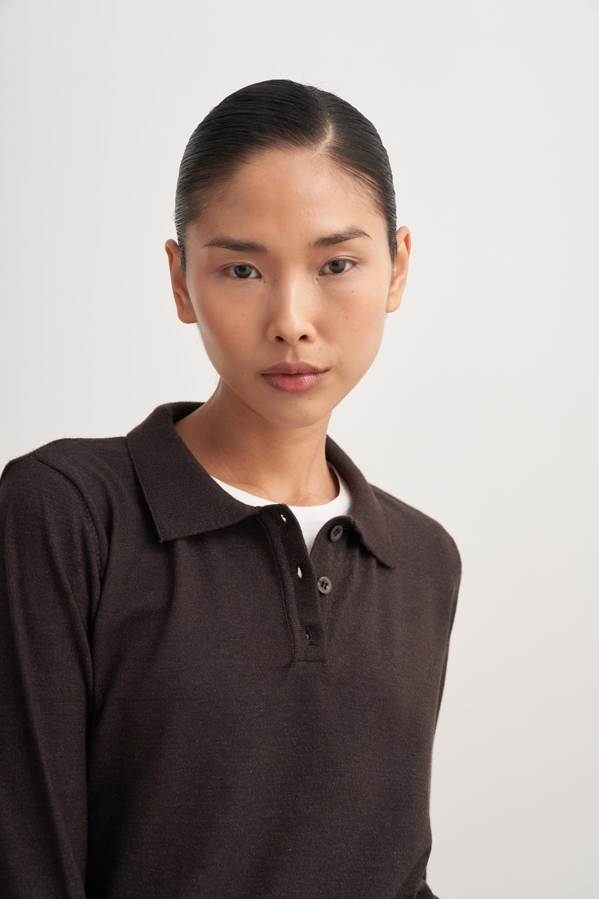 Kadın Polo Yaka Viskon Triko Kazak Antrasit