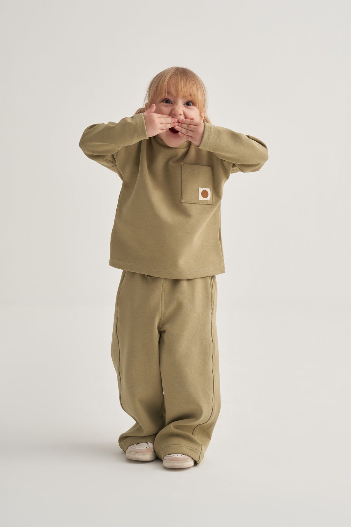 Unisex Çocuk İnterlok Cepli Sweat Yeşil