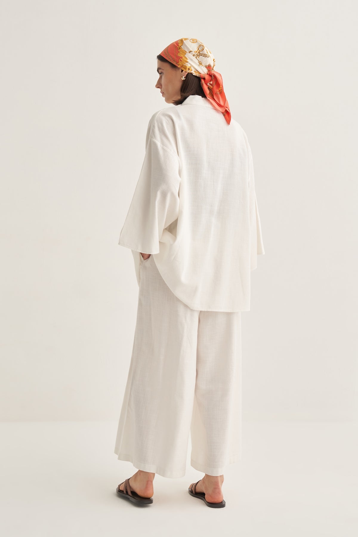 Kadın Organik Pamuklu Oversize Kimono Ekru