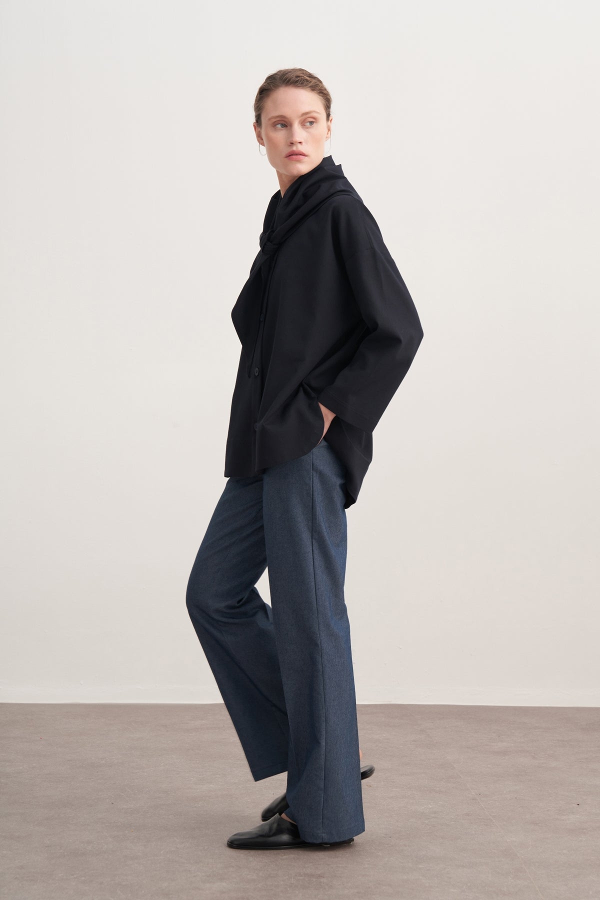 Kadın Gabardin Ceket Gömlek Lacivert