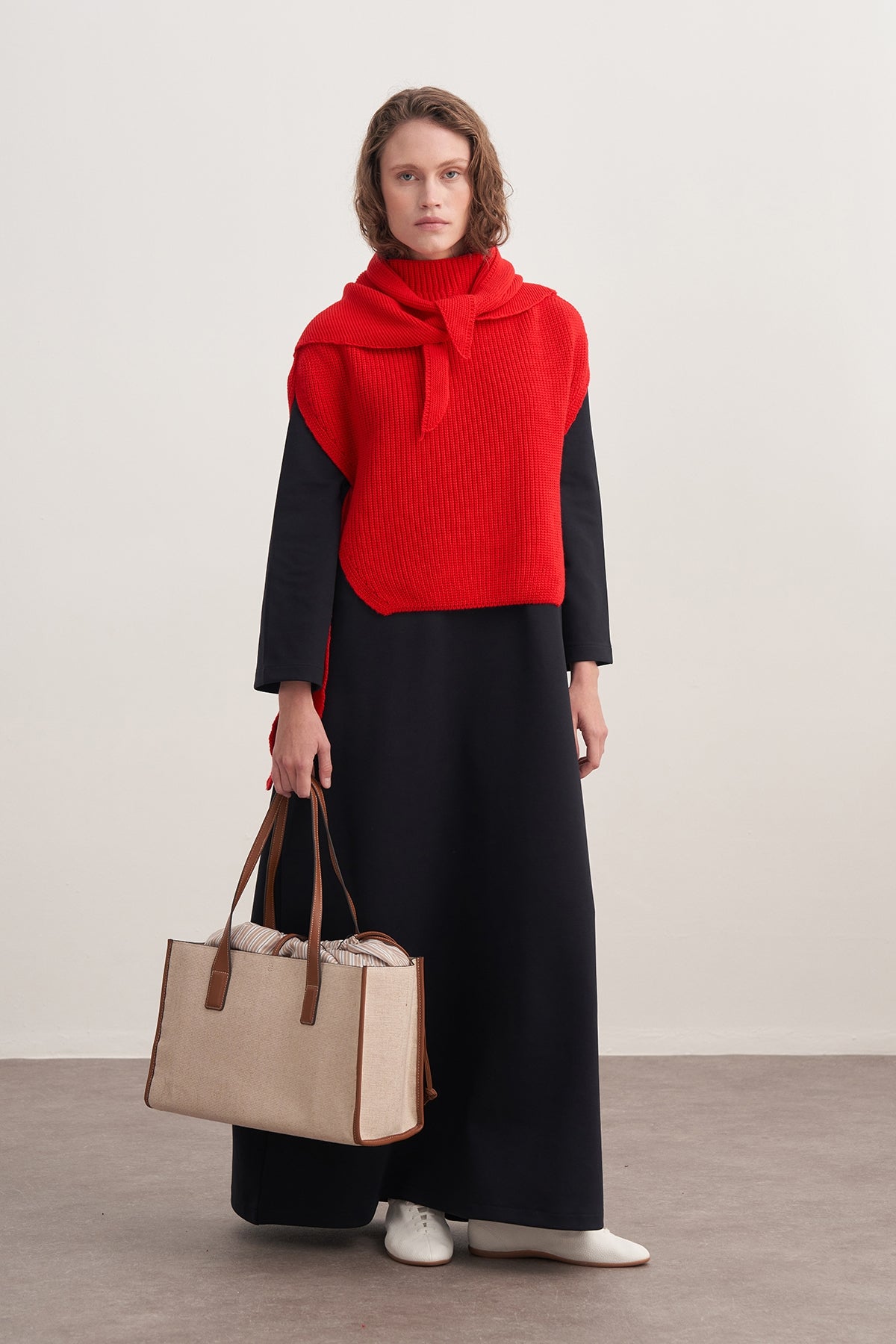 Kadın İnterlok Oversize Elbise Lacivert