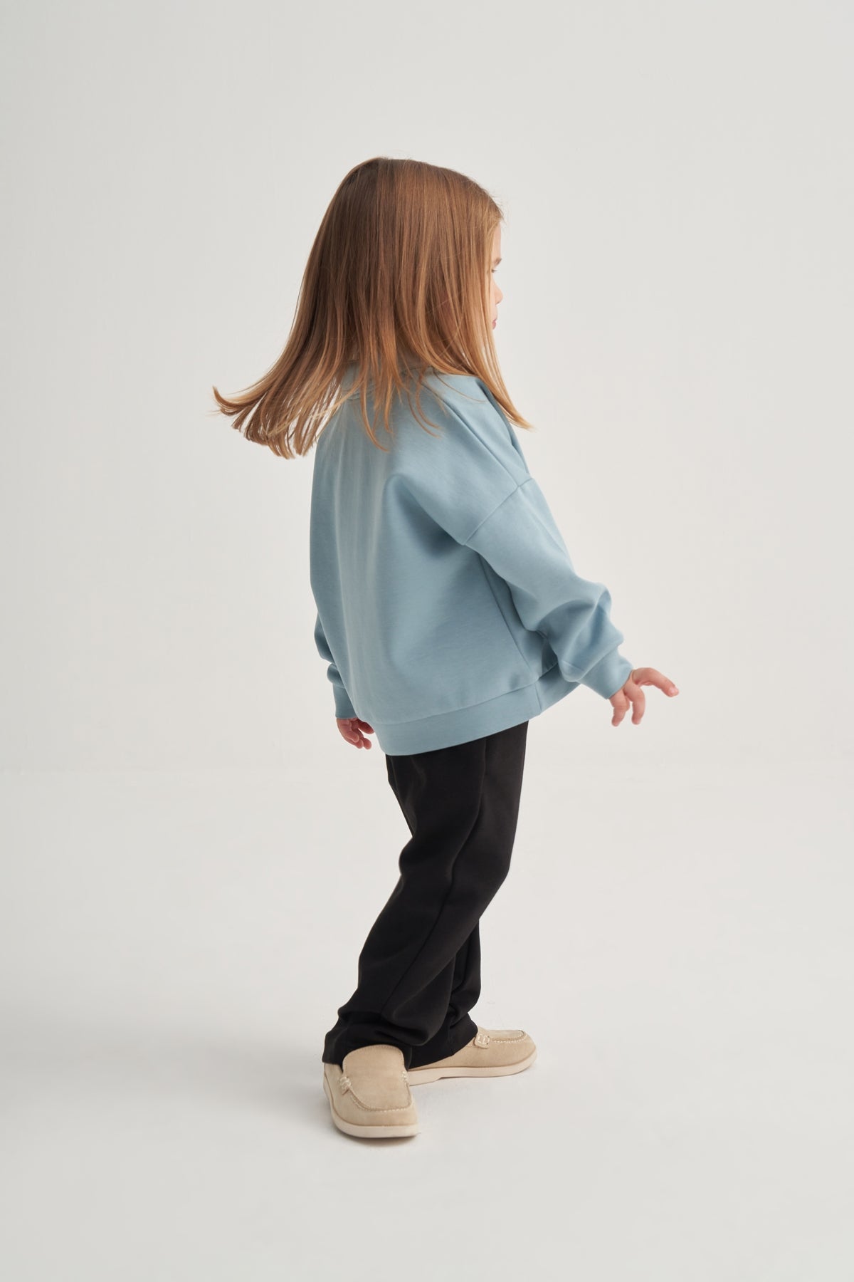 Unisex Çocuk İnterlok Yakalı Sweat Mavi