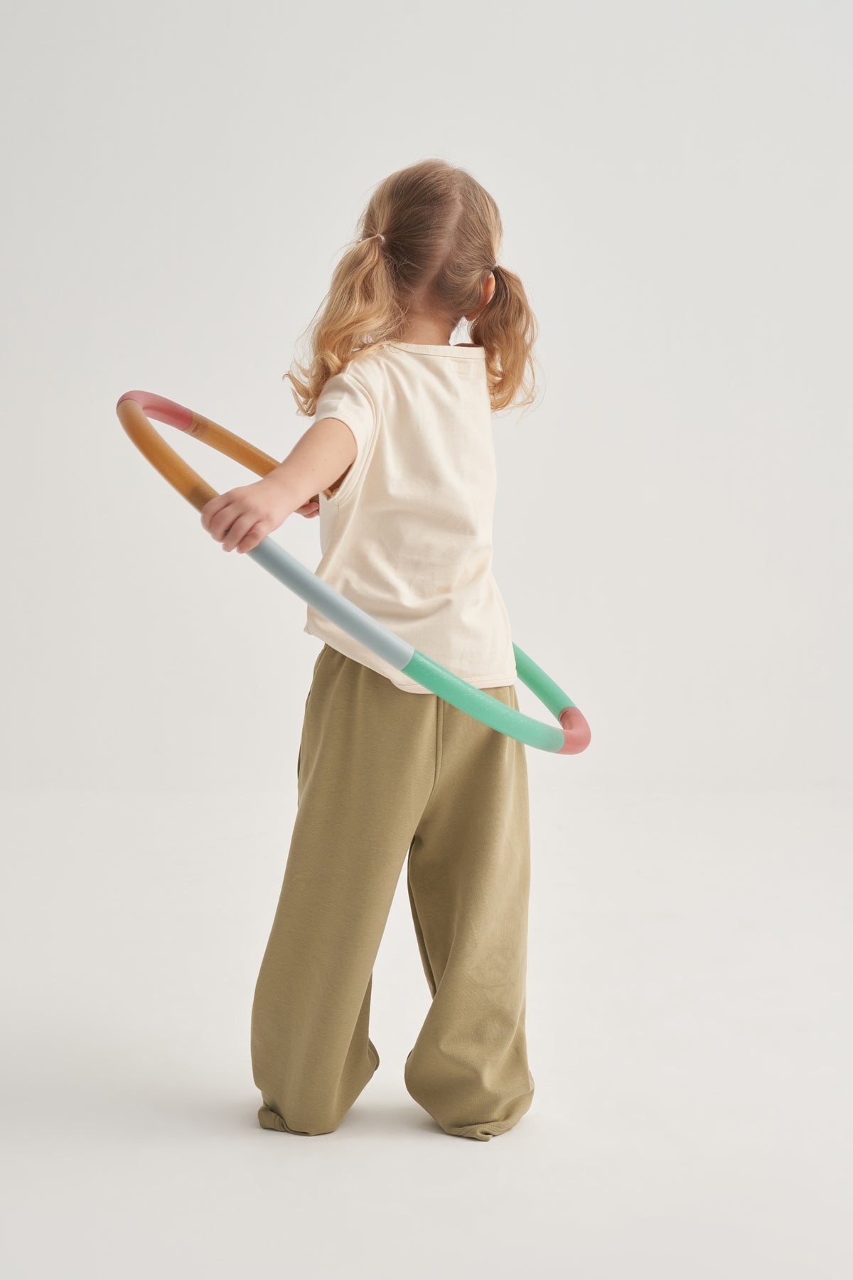 Kız Çocuk İnterlok Bol Paça Pantolon Yeşil