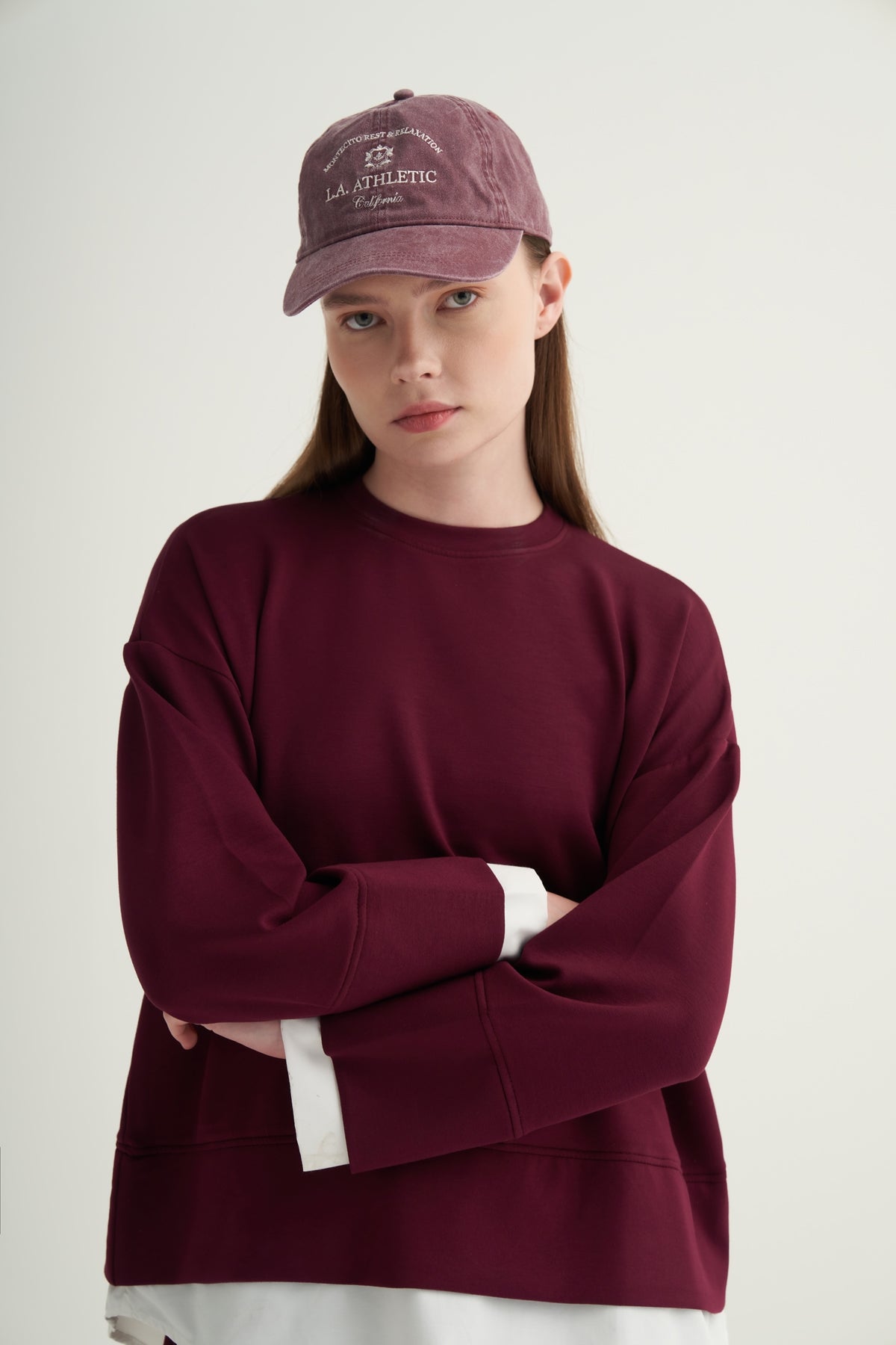 Kontrast Detaylı Sweat Jogger Pantolon Takım Bordo